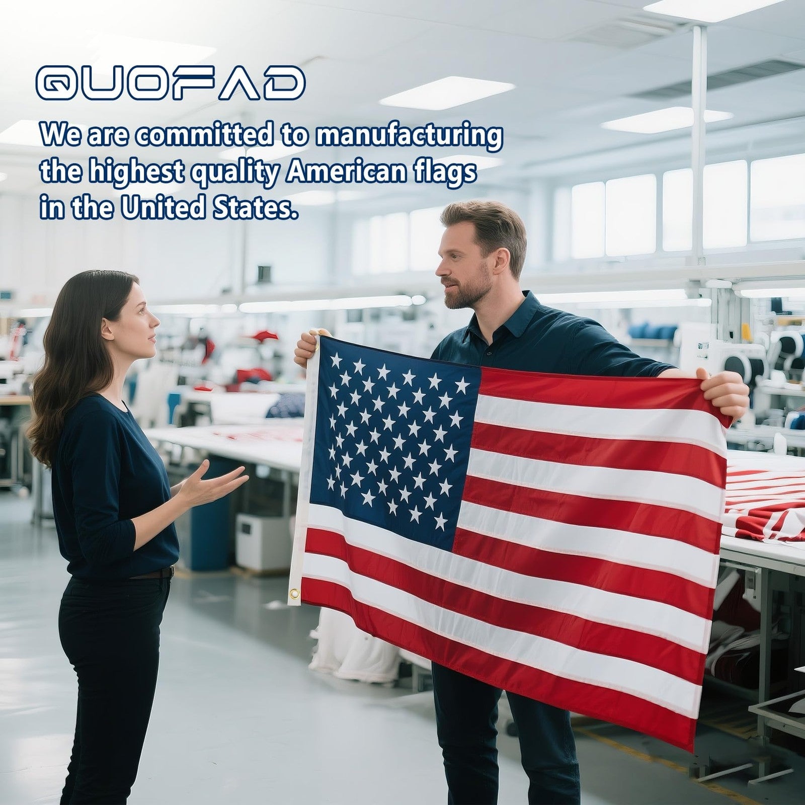 American flag 4x6 heavy-duty outdoor nylon with embroidered stars, weather-resistant and sturdy, by QUOFAD.