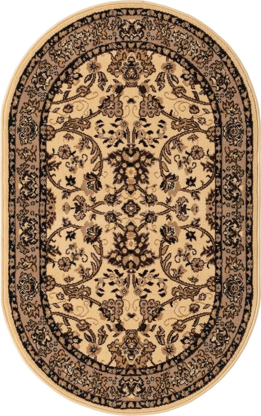 Unique Loom Sialk Hill Collection Washington oval area rug, 3x5 feet, featuring intricate patterns and neutral tones.