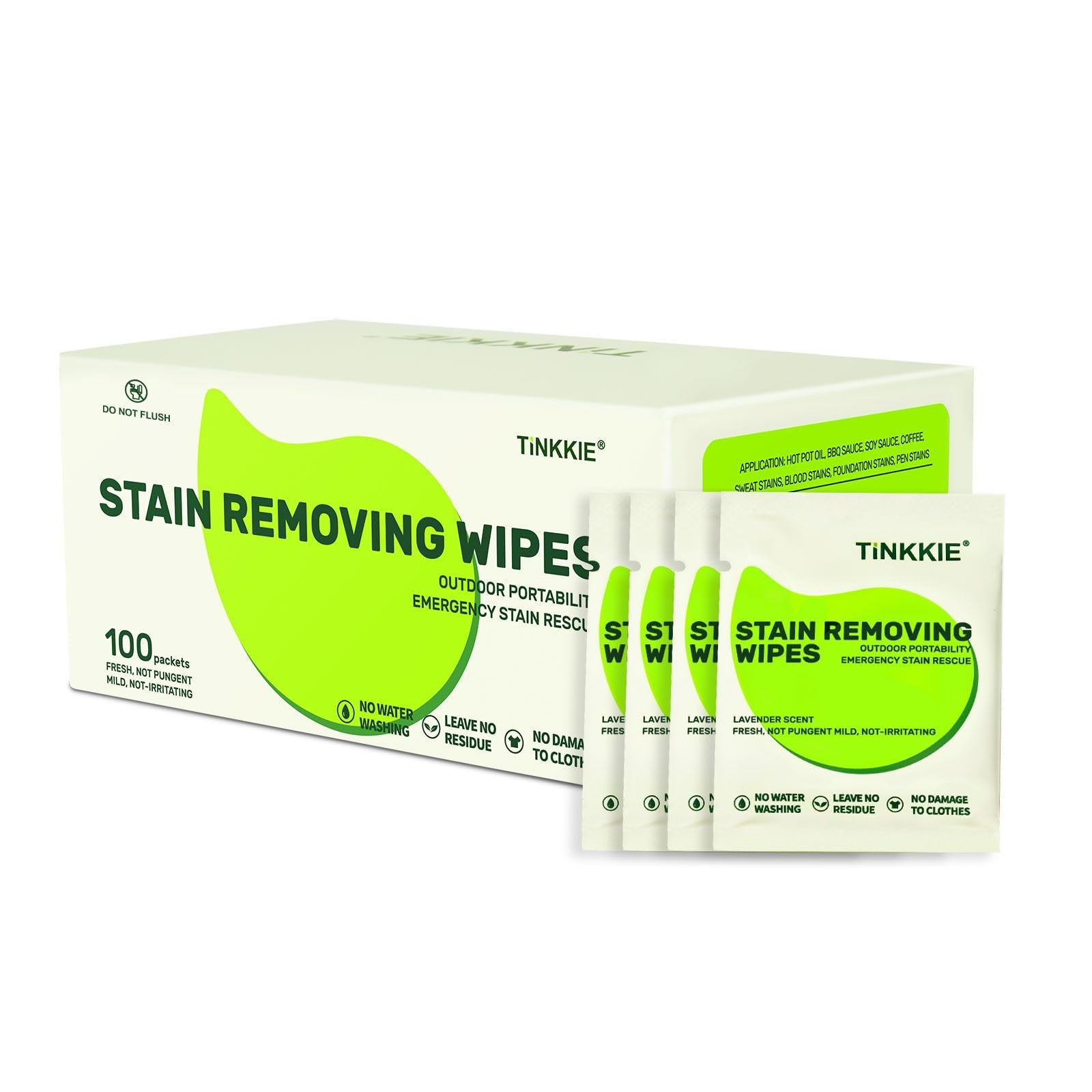 TiNKKiE stain remover wipes for clothes and fabric, 10 packs of portable stain removal wipes with cloth and fabric stain removal images.
