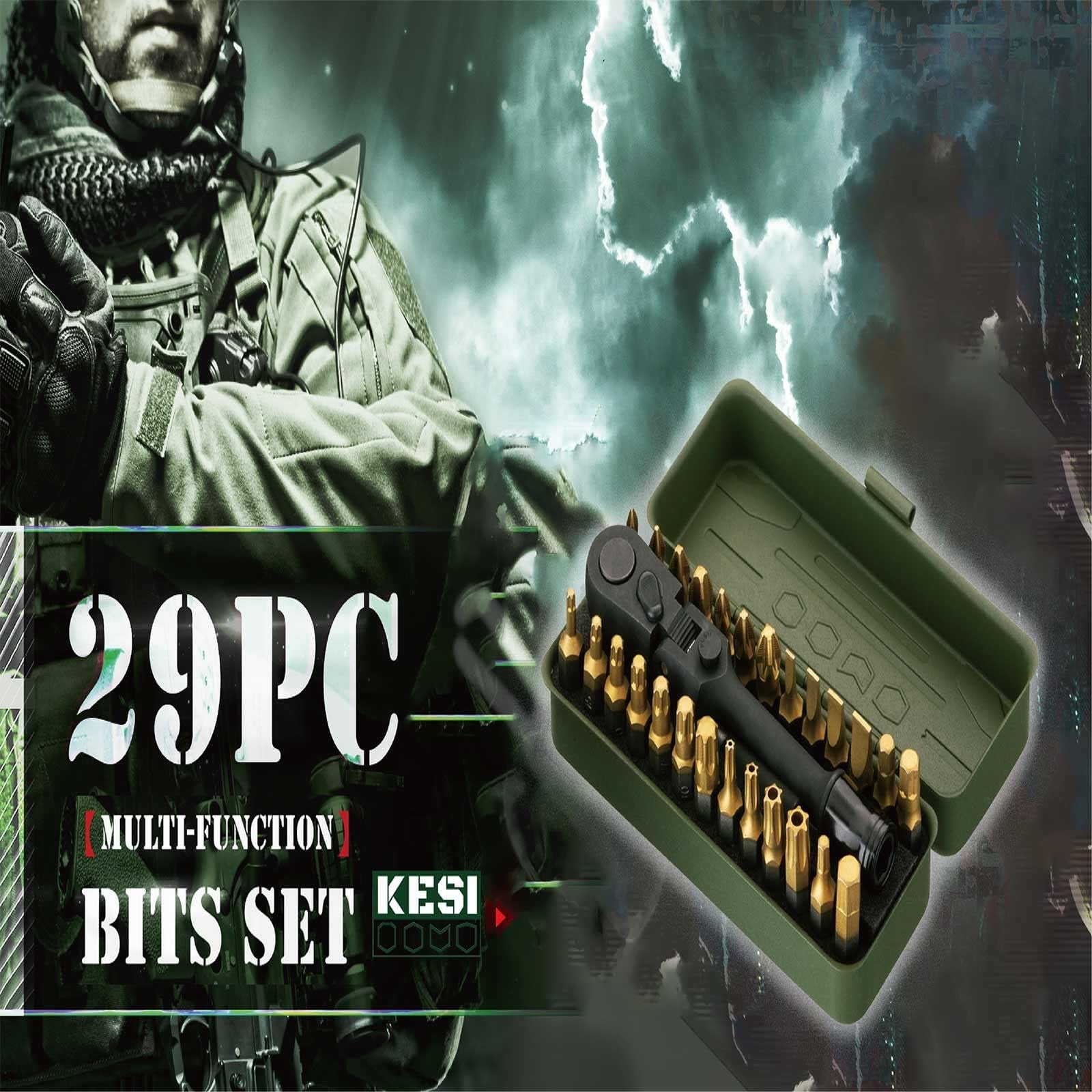 KESI 29-Piece Torx Bit Set with 2-in-1 ratchet and flex-head design, S2 steel with TiN coating for durability