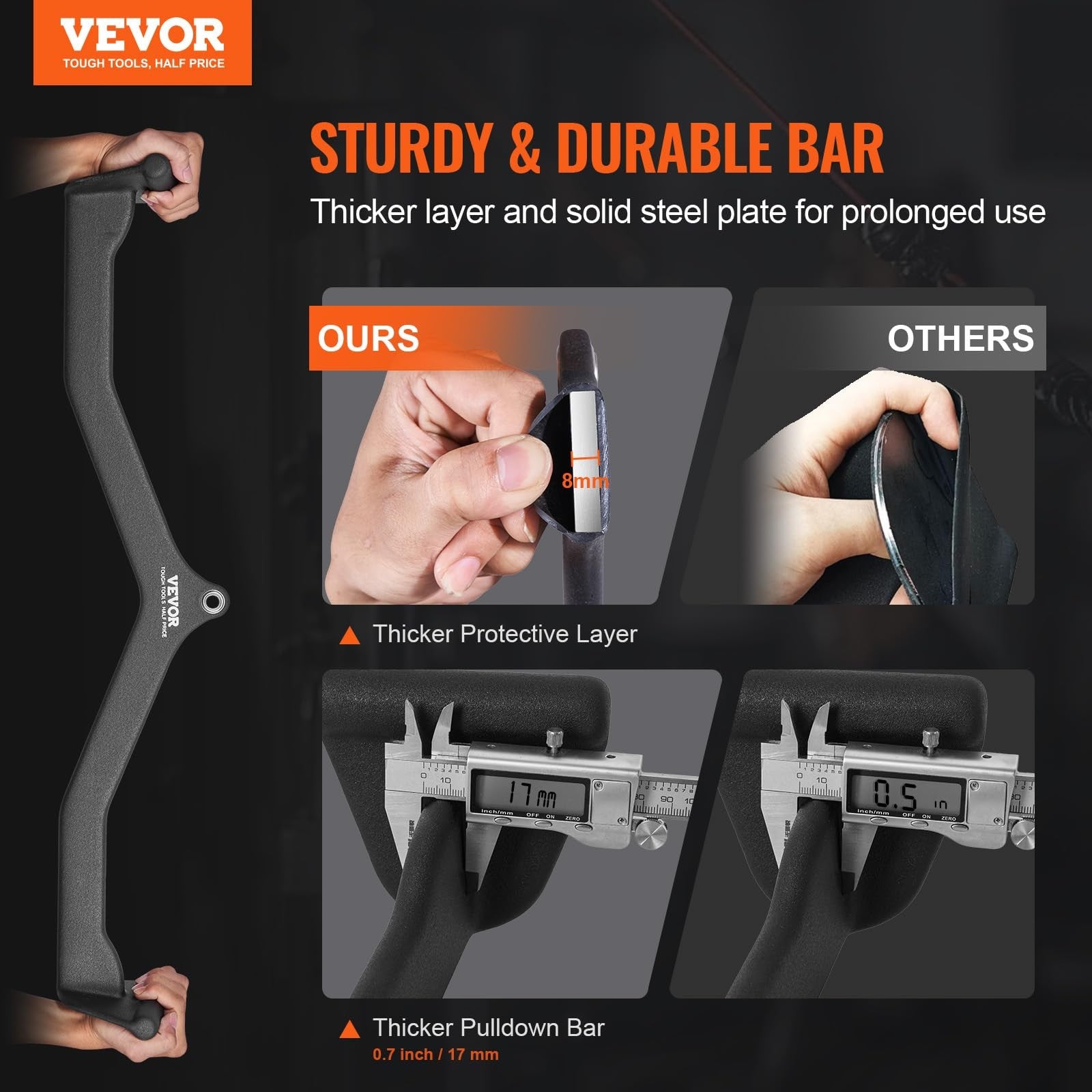 VEVOR LAT pulldown attachment with V-bar for cable machine and rowing exercises, designed for tricep and back workouts.