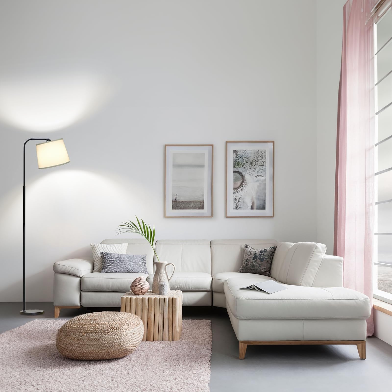 AKASUKI floor lamp for living room with three color temperatures, standing design, and foot switch for easy operation.