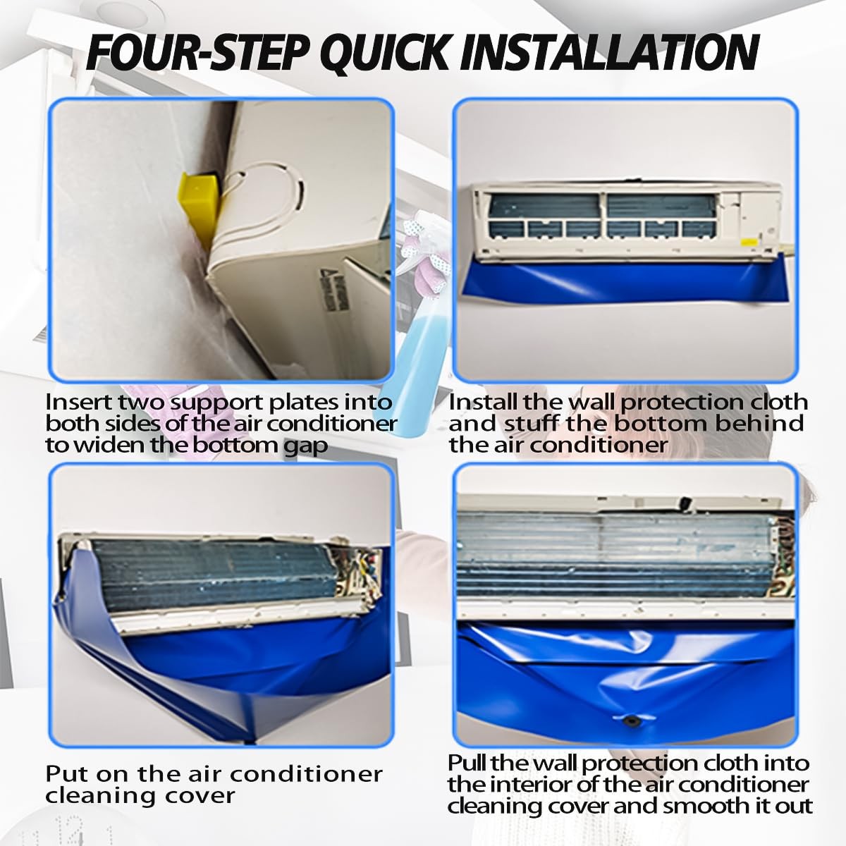 South Silk Ac cleaning bag wall protection cloth and minisplit cleaning kit, showing multiple small protective cloths and cleaning tools.