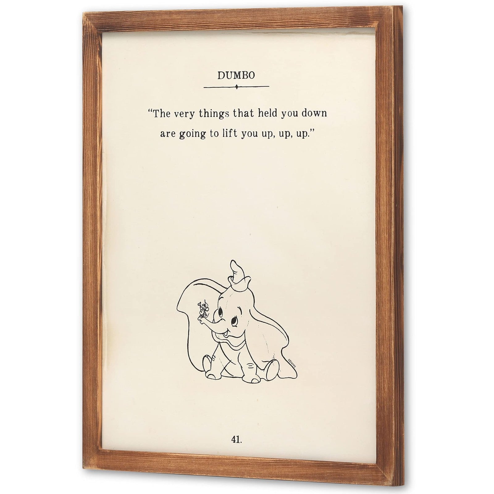 Open Road Brands Disney Dumbo framed wall art featuring the quote "The very things that bring you down."