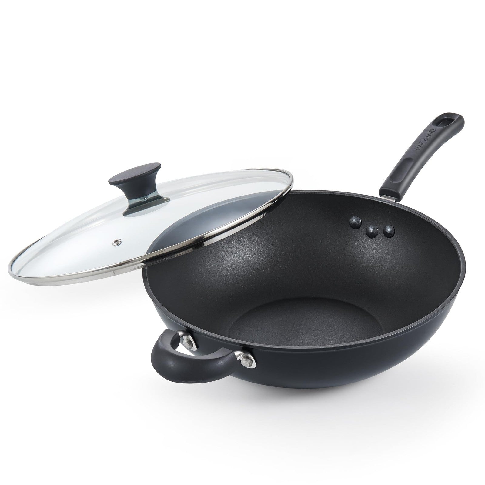 Cook N Home 12-inch hard anodized nonstick wok with lid, stir-fry pan ideal for cooking and sautéing in the kitchen