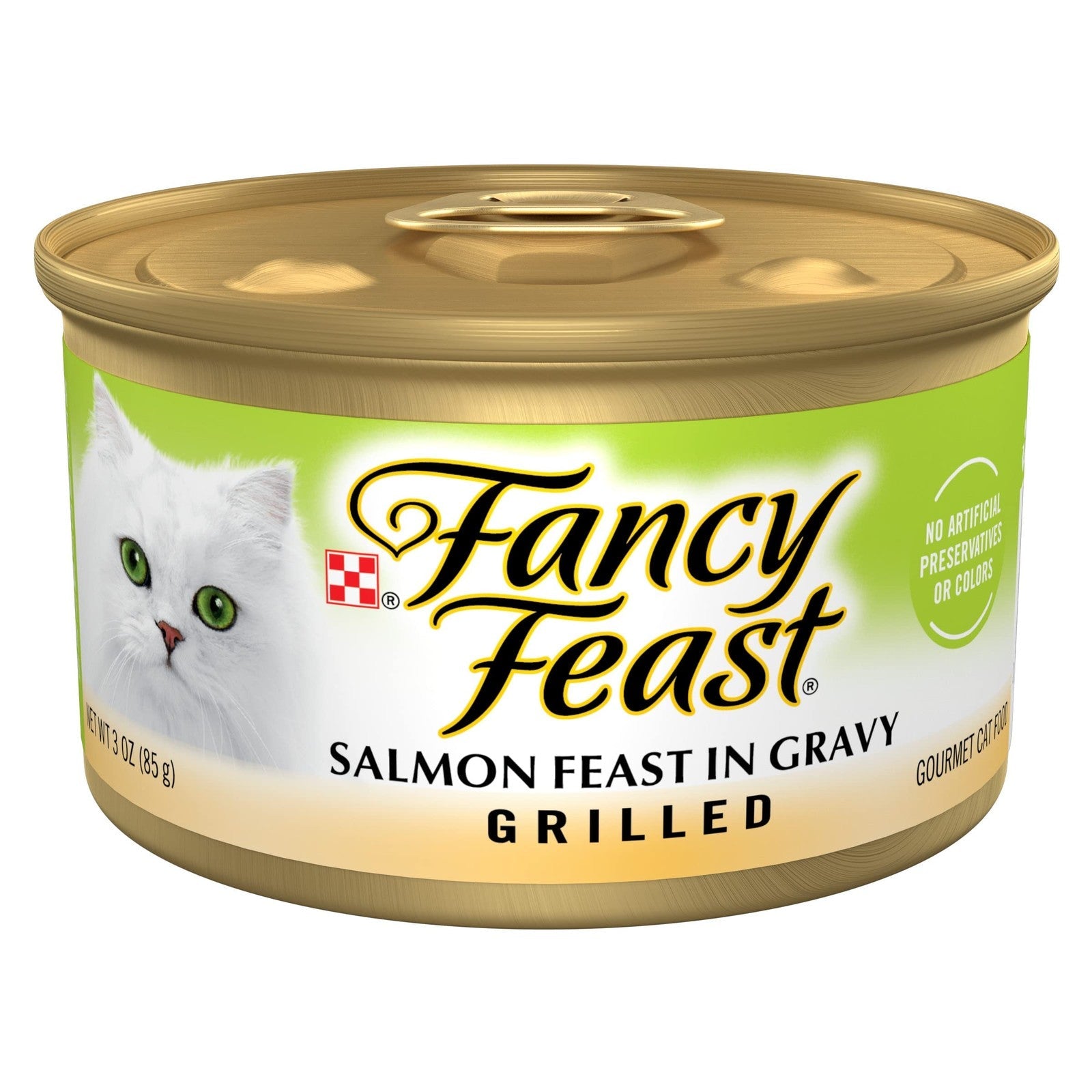Purina Fancy Feast grilled salmon wet cat food in gravy canned meal