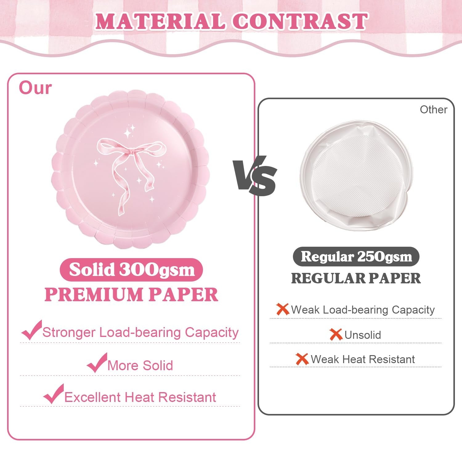 Set of 300 pink bow-themed paper plates, cups, napkins, and tableware by Kinovo for coquette birthday celebrations.