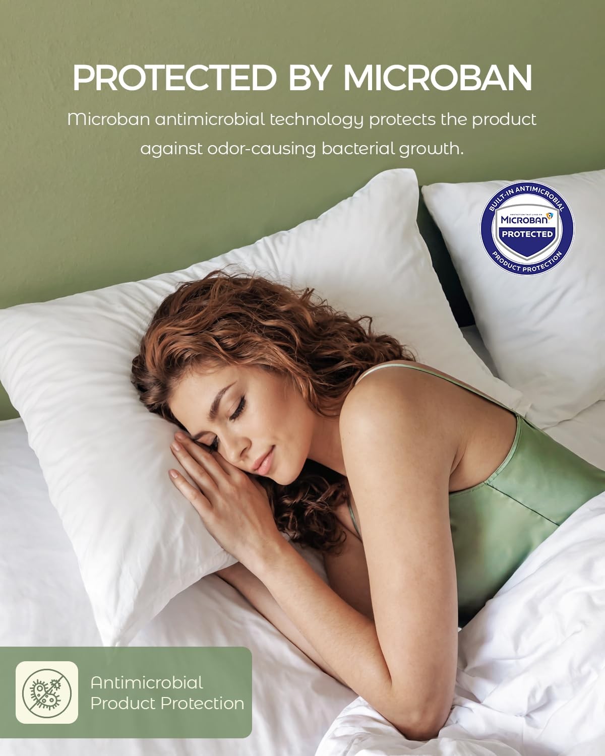 FAUNNA 100% cotton pillow protector with bed bug proof, hypoallergenic, antimicrobial features, designed for safe, comfortable sleep.