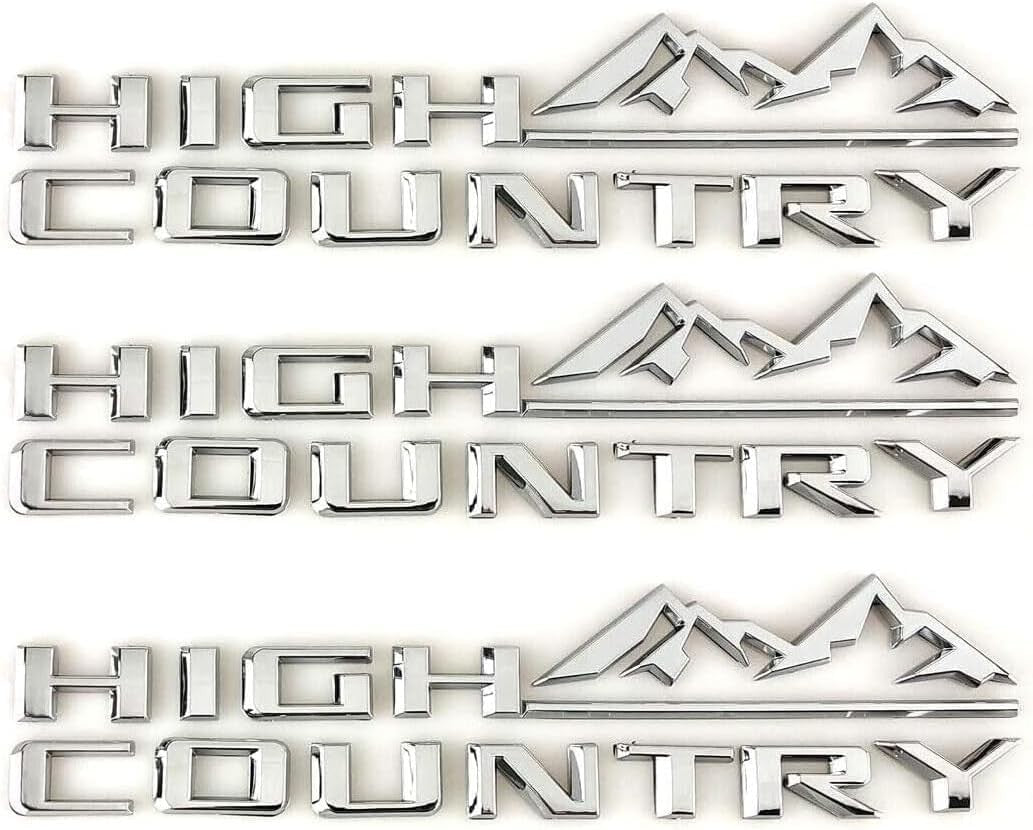 NATUBAS 3-piece High Country emblems side door and tailgate logo car badge nameplate set on a vehicle