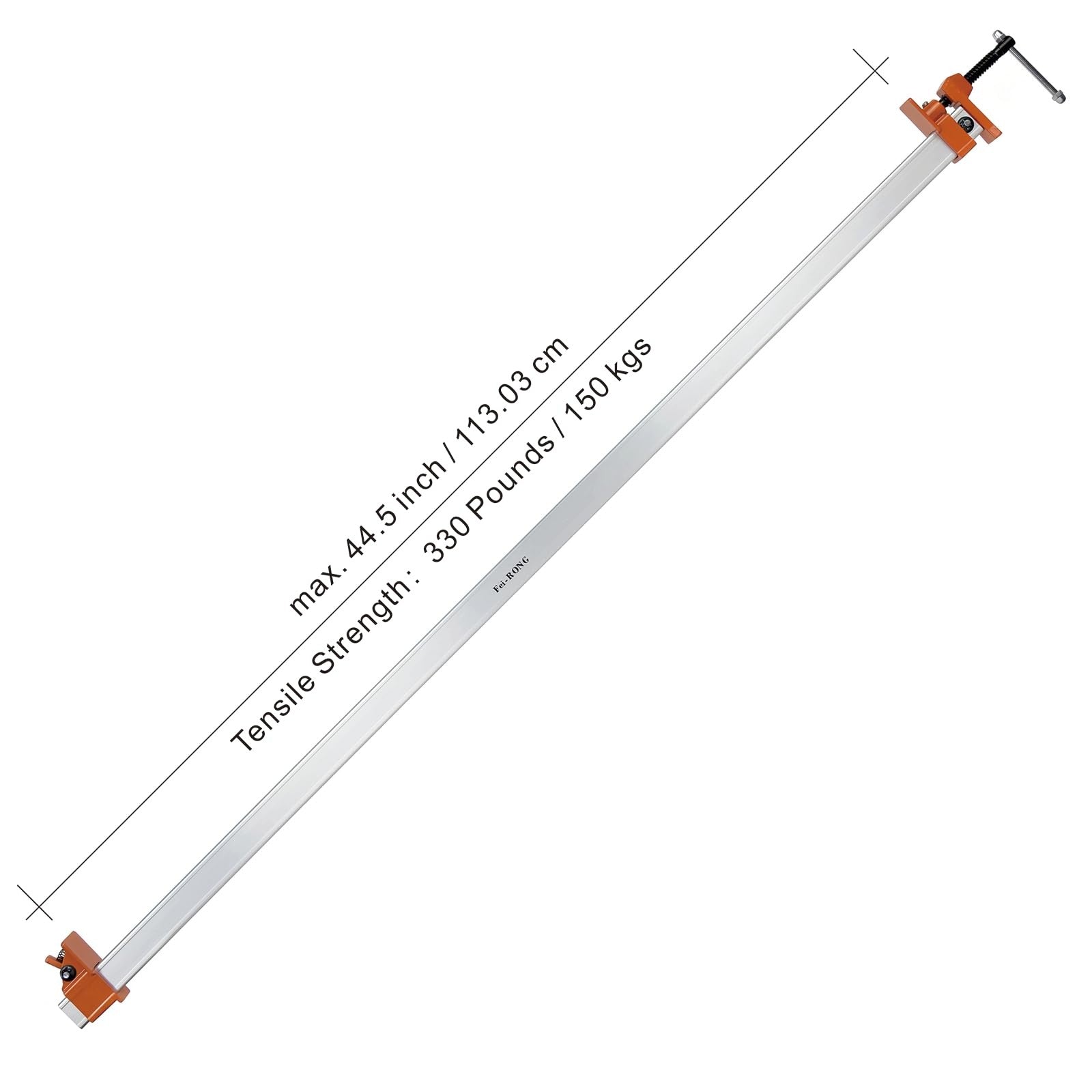 FEIRONG 48-inch bar clamps with 2-pack, built-in ruler, sturdy metal construction, and 330LB load capacity for woodworking and projects.