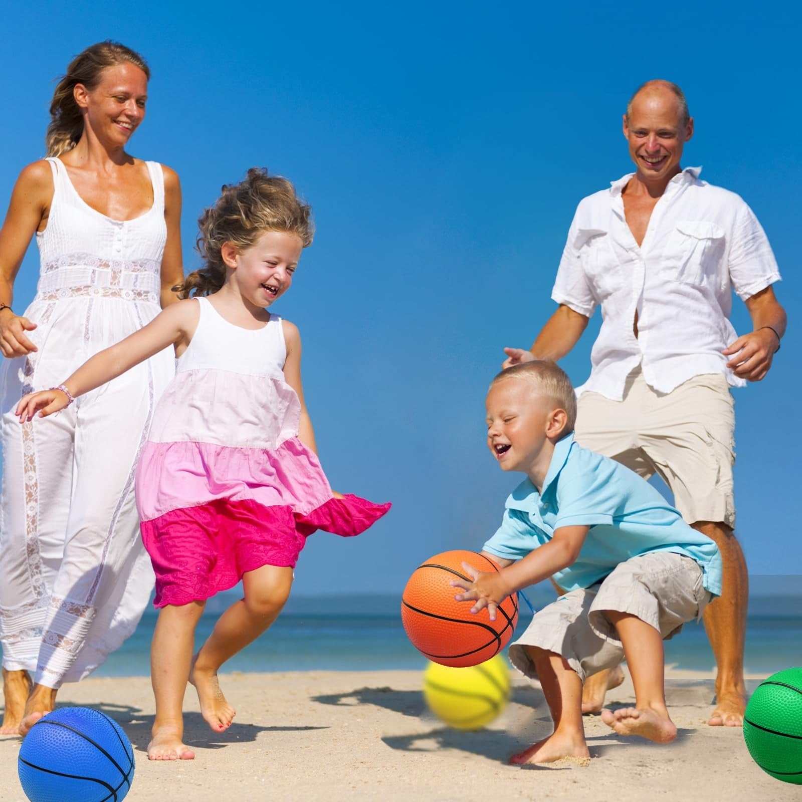 42Pcs 6" Mini Basketball Set with colorful PVC balls and air pump for indoor and outdoor hoop games