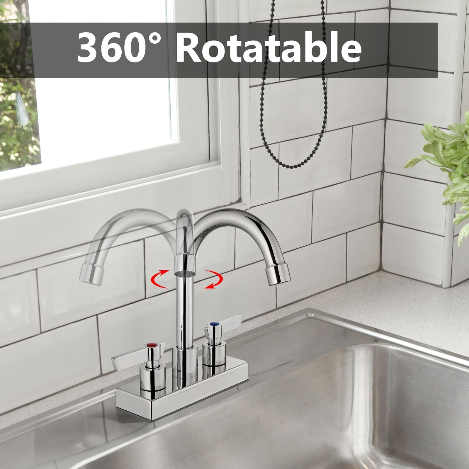 GBBNE 4-inch center deck mount bar sink faucet with two holes, suitable for prep sinks and bar areas.