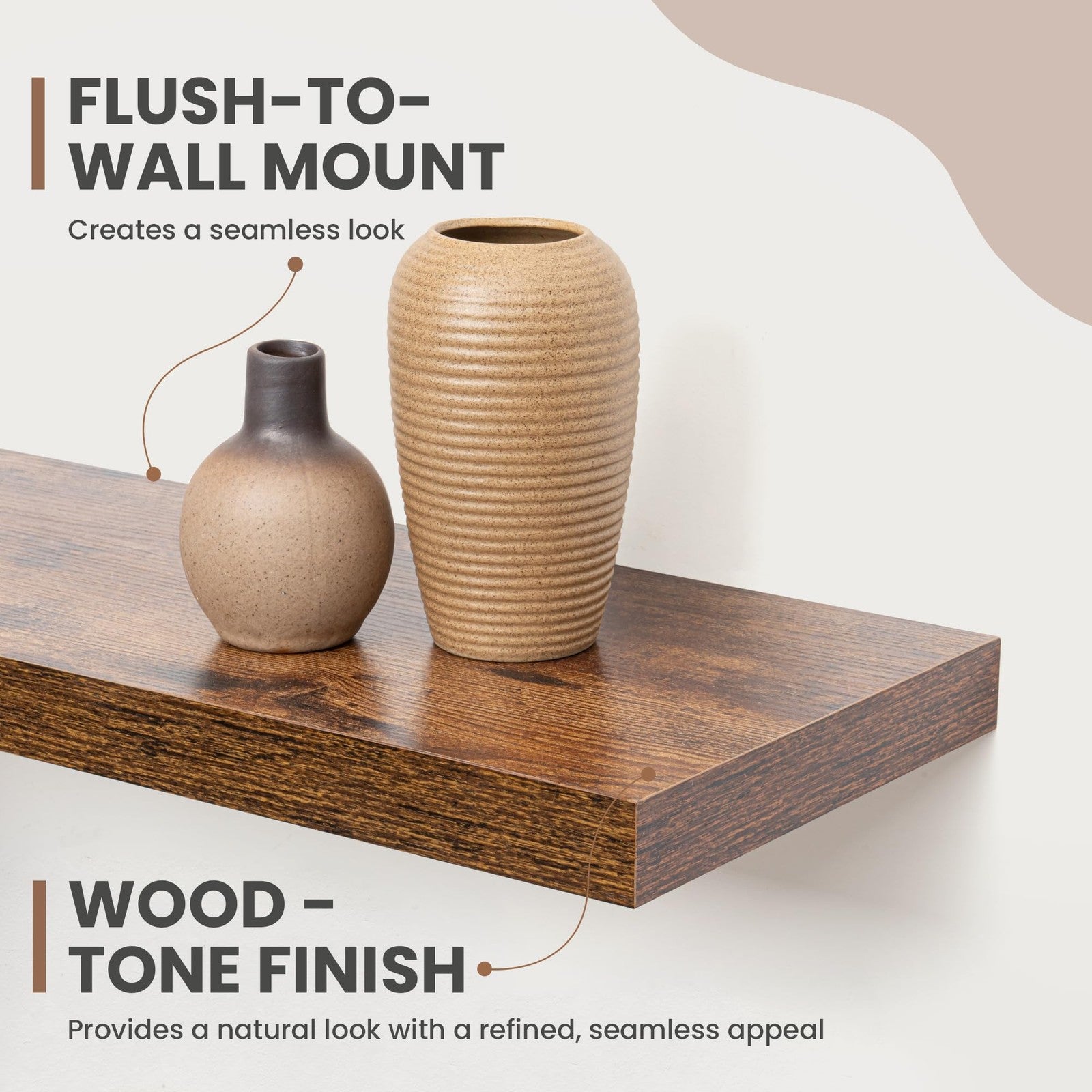 Acovy 24-inch floating wall shelves with 8-inch depth, mounted on a wall, showcasing versatile storage and display space.