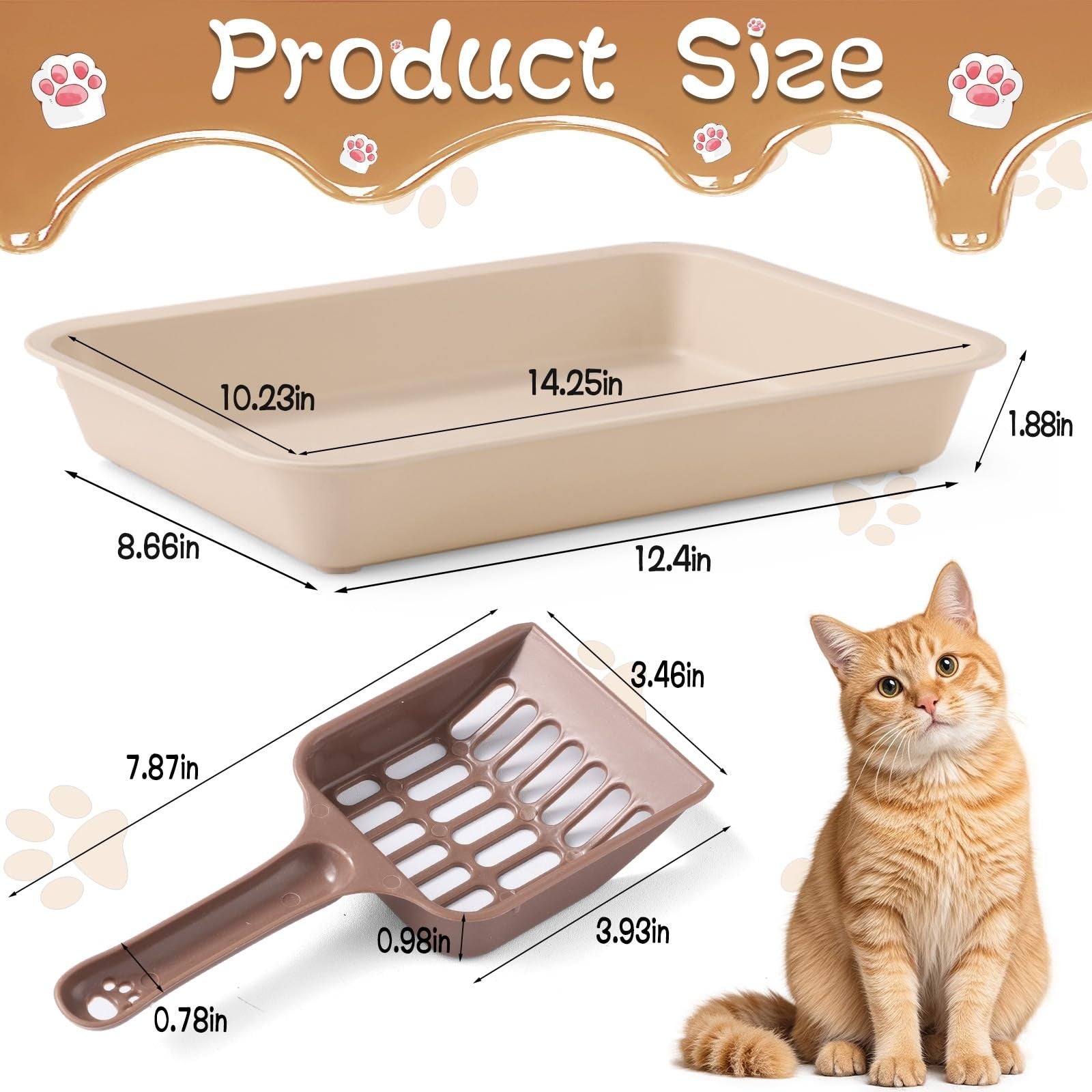 CIEOVO 6-piece kitten litter box set with small plastic litter pans and 6 scoops, ideal for young cats and easy cleaning.