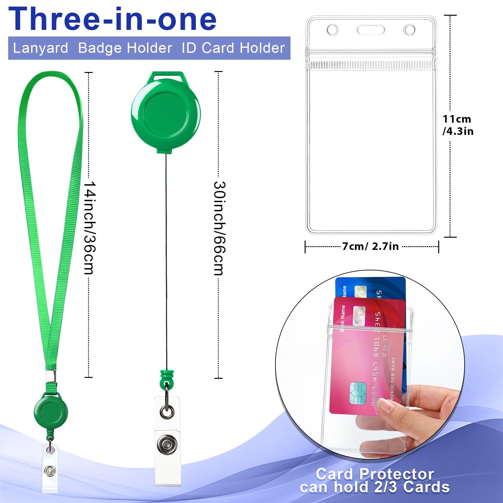 Marspark flat lanyard with retractable badge holder and ID holders, shown with key clip and durable strap.