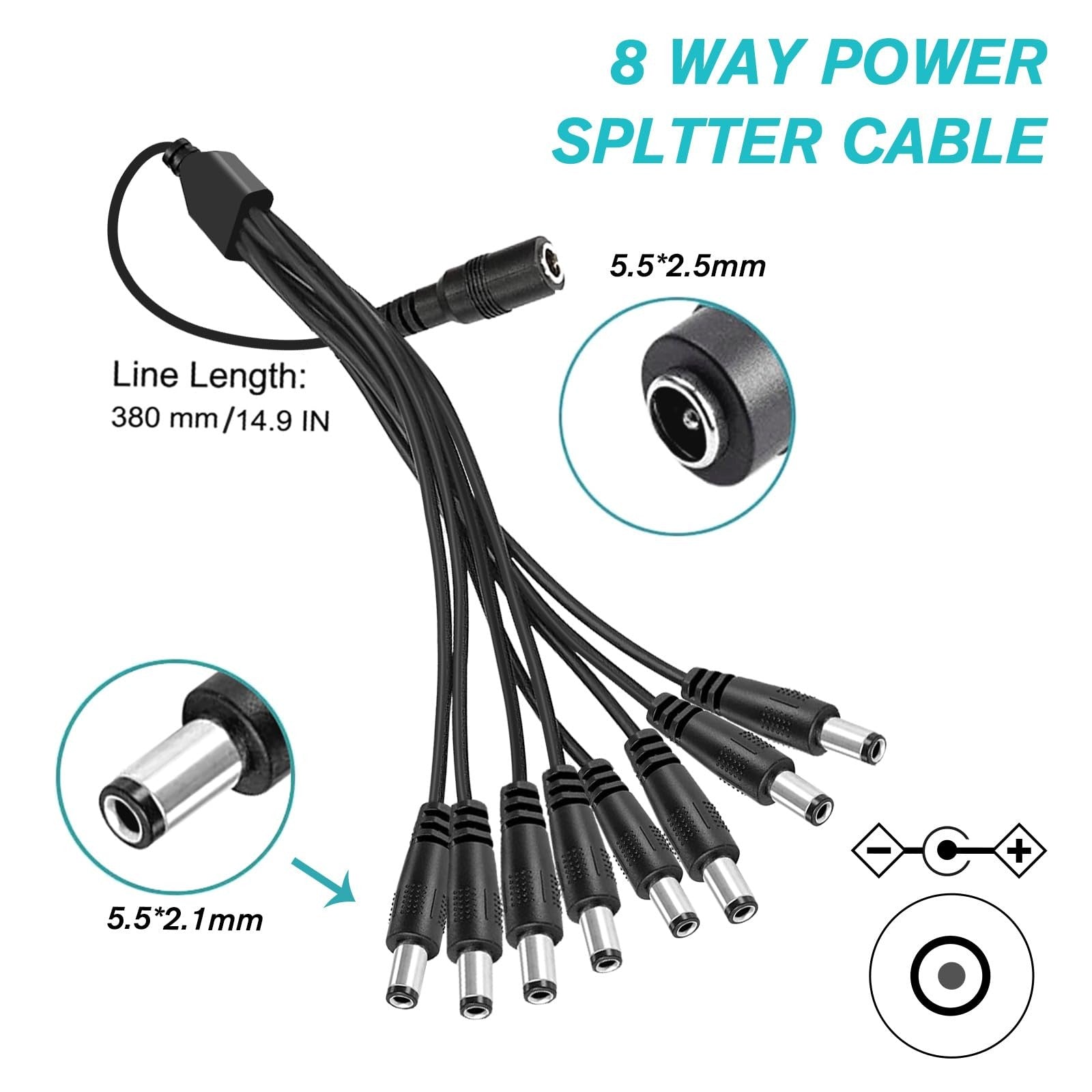 Mareisa 12V 5A CCTV security camera power supply with power adapter and cable for surveillance camera systems.