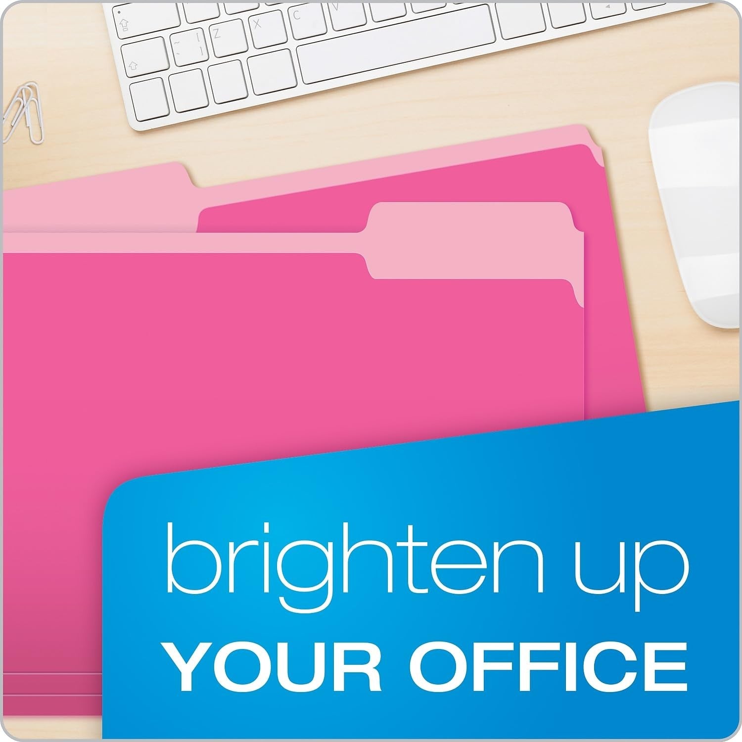 Pink Pendaflex interior file folders with top tabs, letter size, 1/3 cut, suitable for organizing documents, 100 per box.