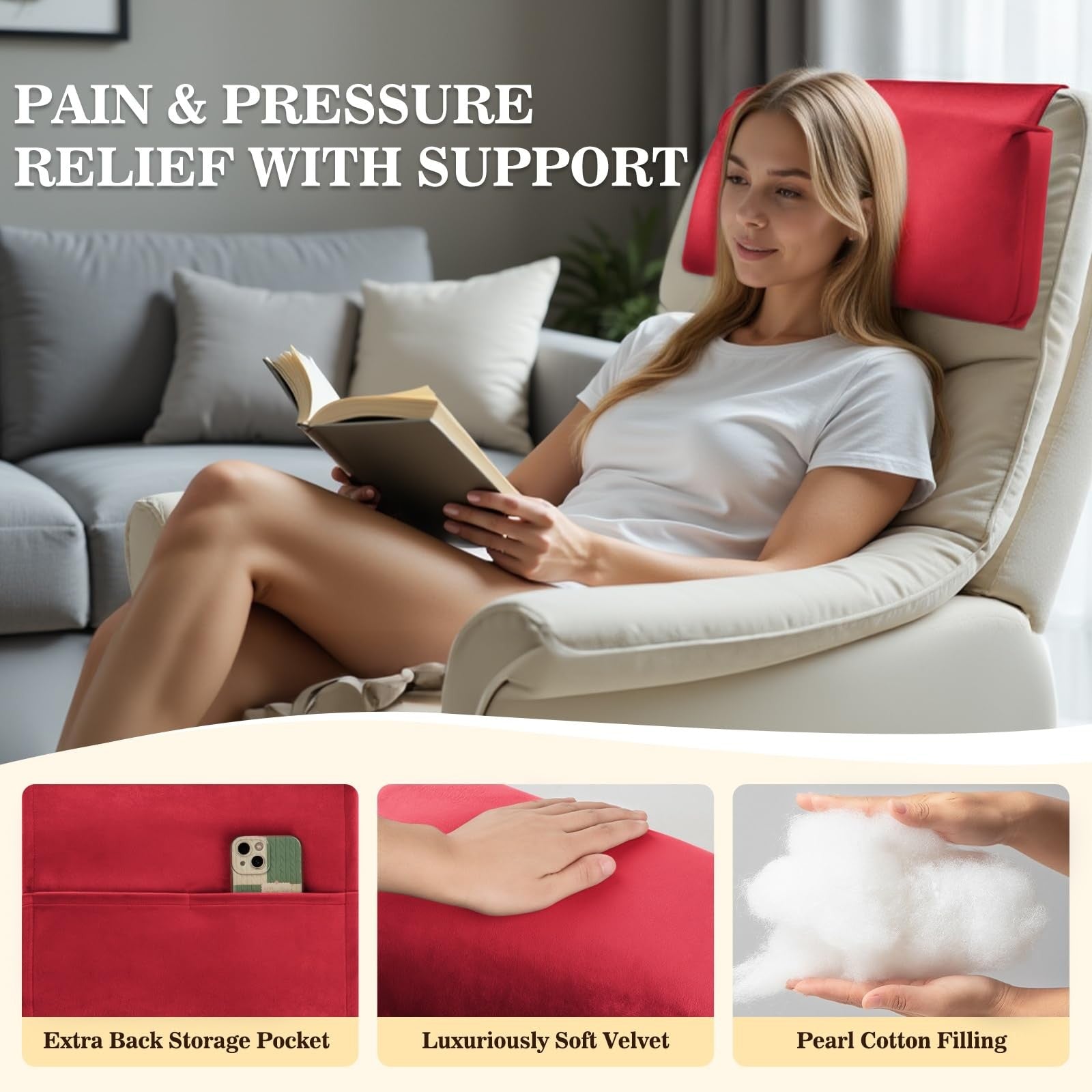 AHUAWA recliner headrest pillow with adjustable neck and head support, soft cushioning for comfortable relaxation.