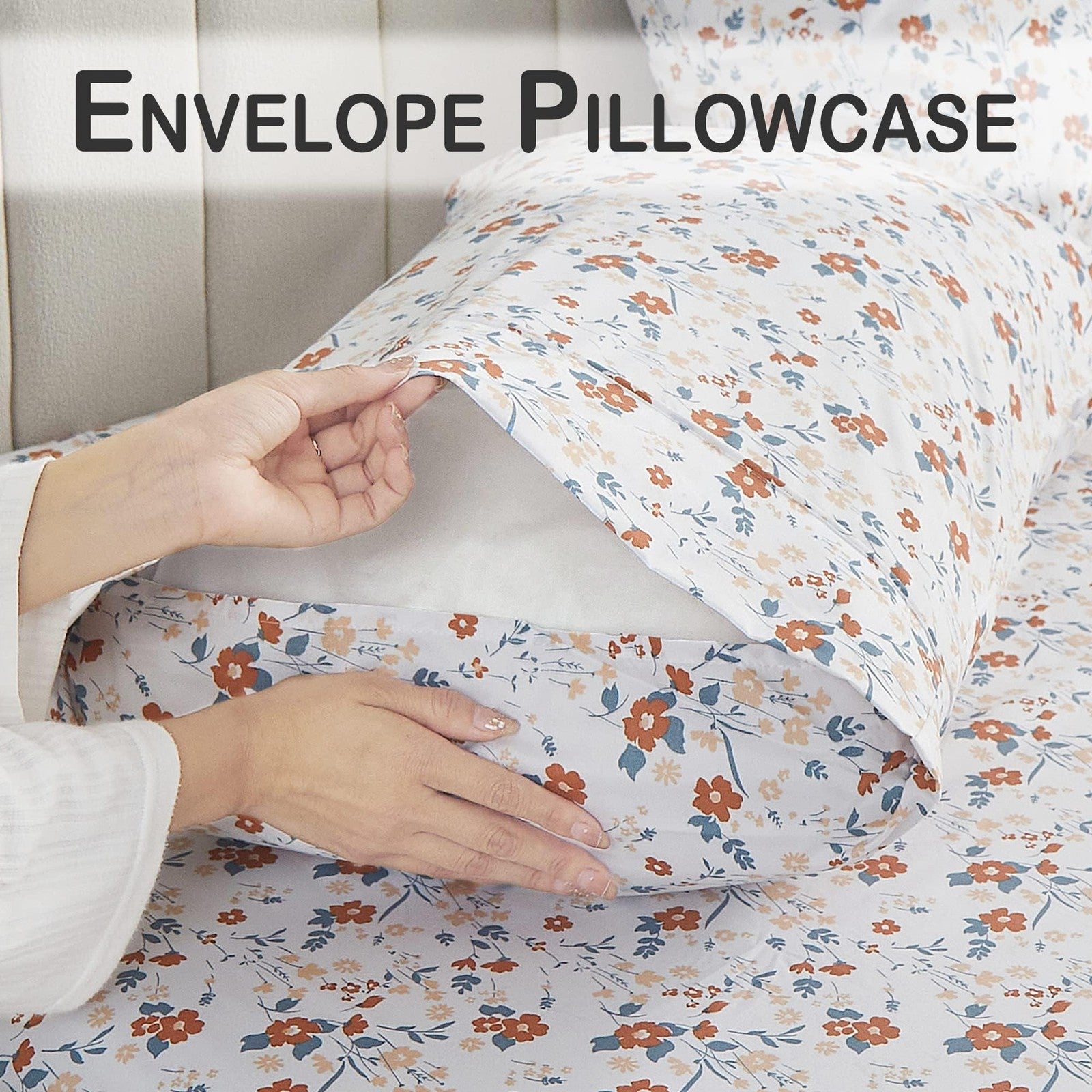 Softan orange floral bed sheets for king size bed with printed flower design, soft and comfortable for a cozy bedroom.
