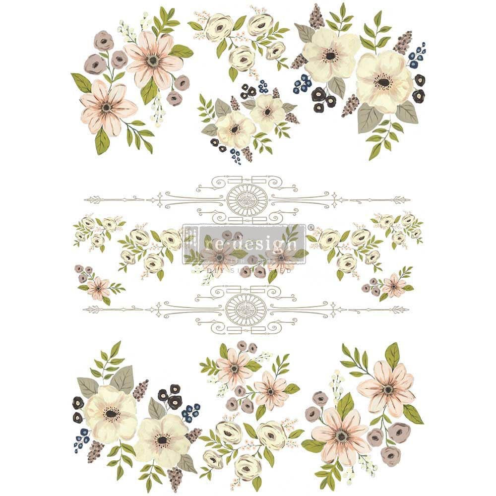 Prima Decor Transfers Painted Florals sheets featuring vibrant floral designs, cut into three individual sheets for craft projects.