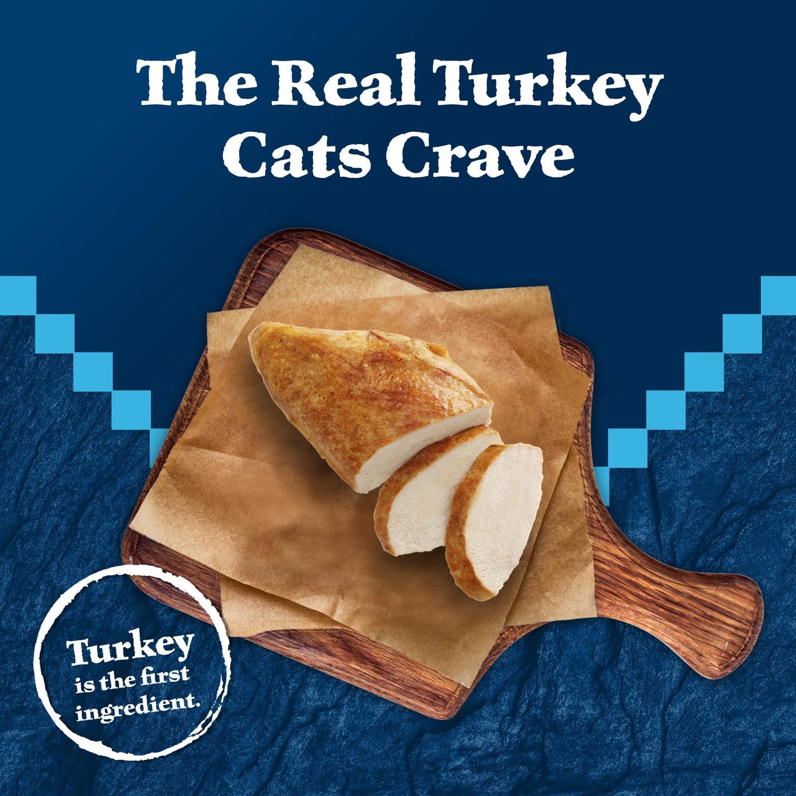Blue Buffalo Wilderness grain-free wet cat food with turkey for adult cats, showing a can of Blue Buffalo cat food with turkey flavor.