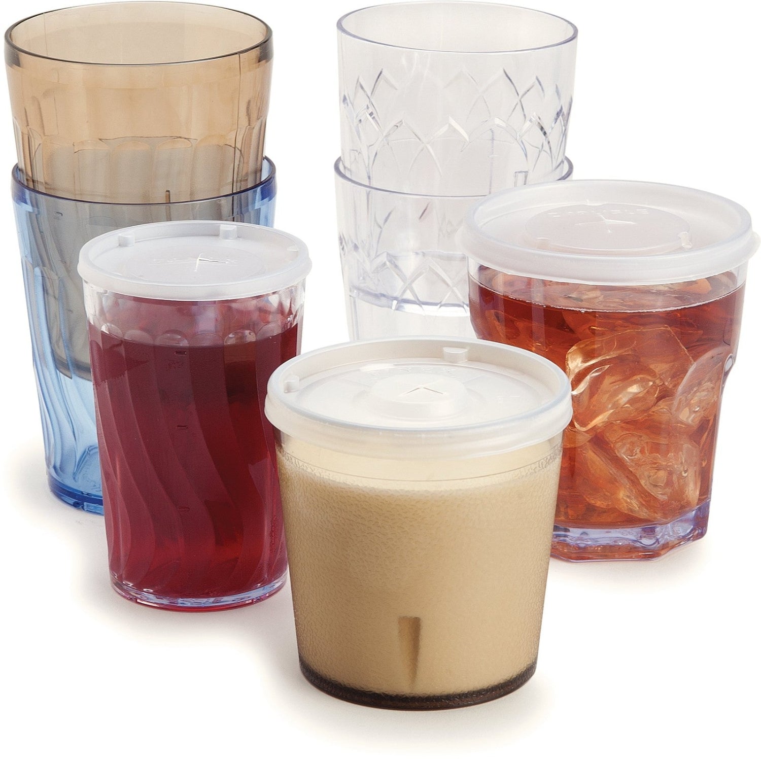 Carlisle Foodservice Products Louis clear tall tumbler glass for restaurant use, showing a transparent, durable drinking glass.