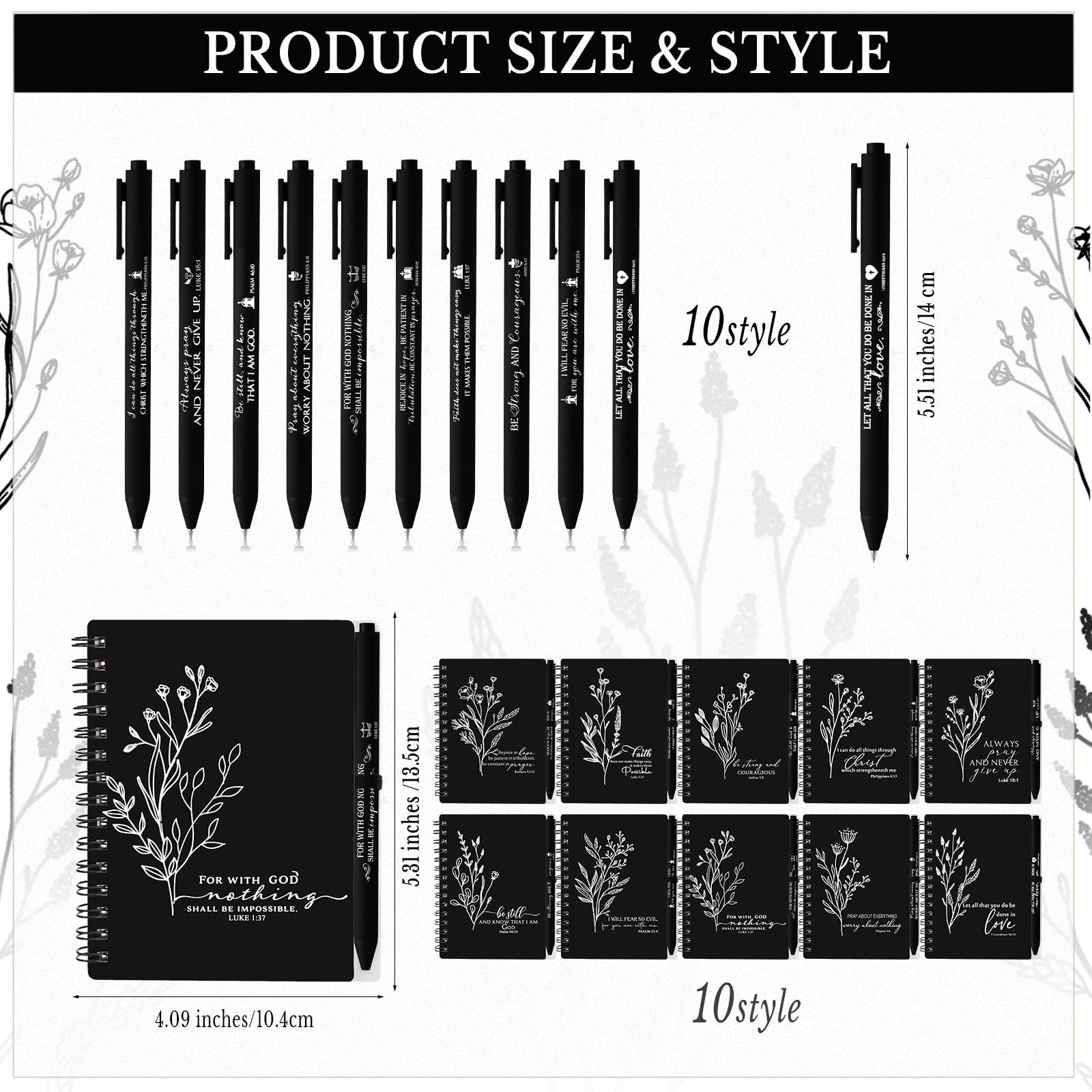 Resurhang Christian gift Bible study notebook with 40 pages and a matching Christian pen, suitable for notes and religious reflection.