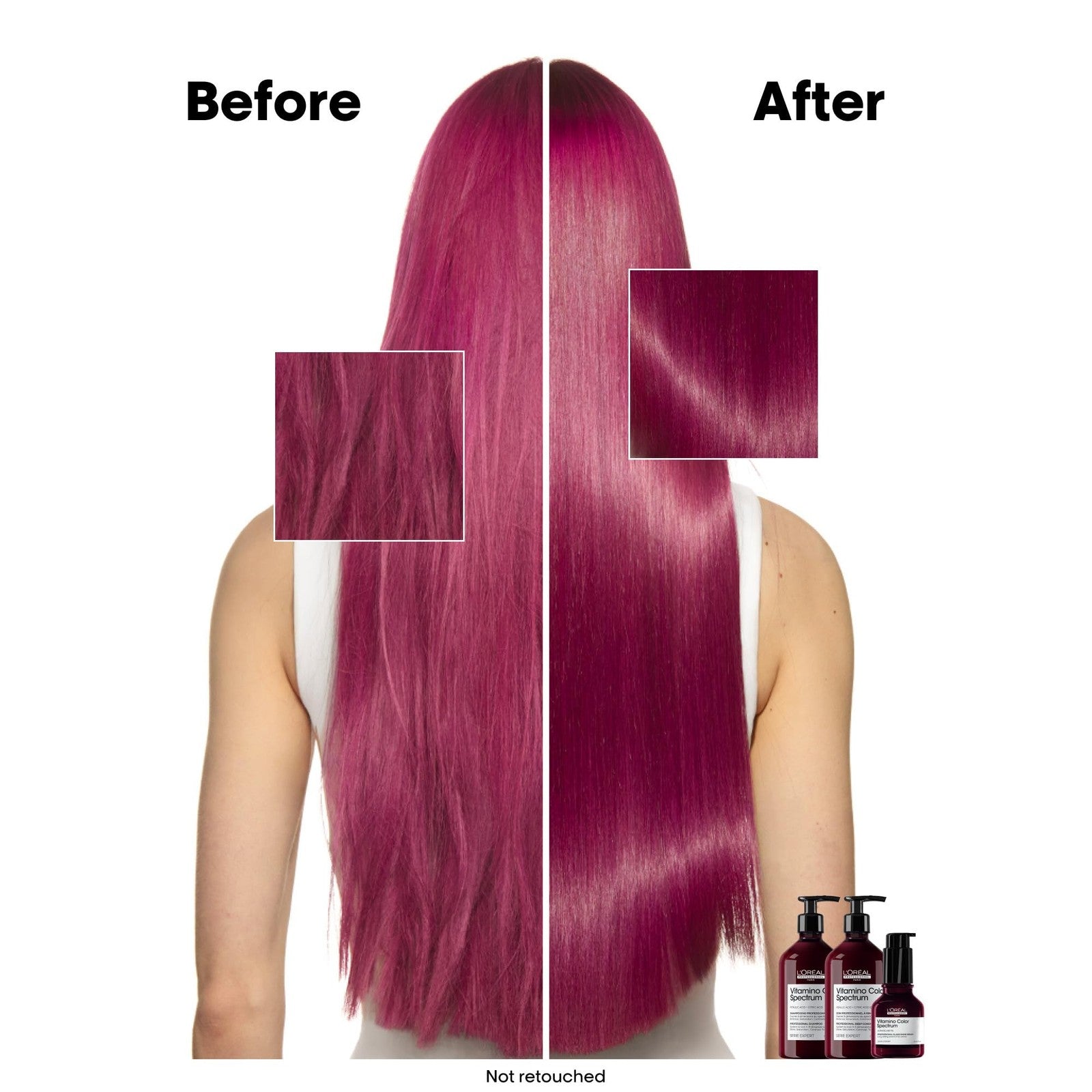 L'Oréal Professionnel Paris Vitamino Color Spectrum Deep Conditioner jar with purple label and product details visible.
