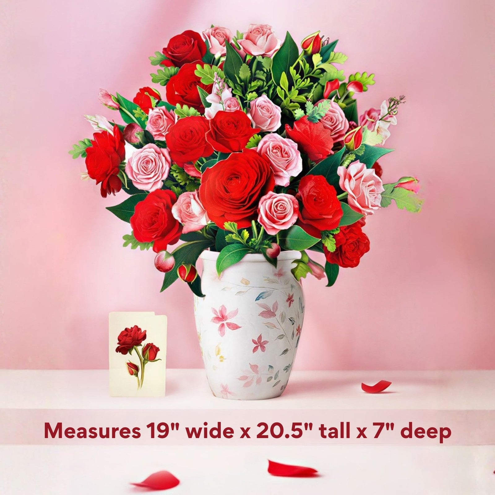 Freshcut Paper Grande Blooming Roses pop-up card showing large, detailed paper roses on a white background.