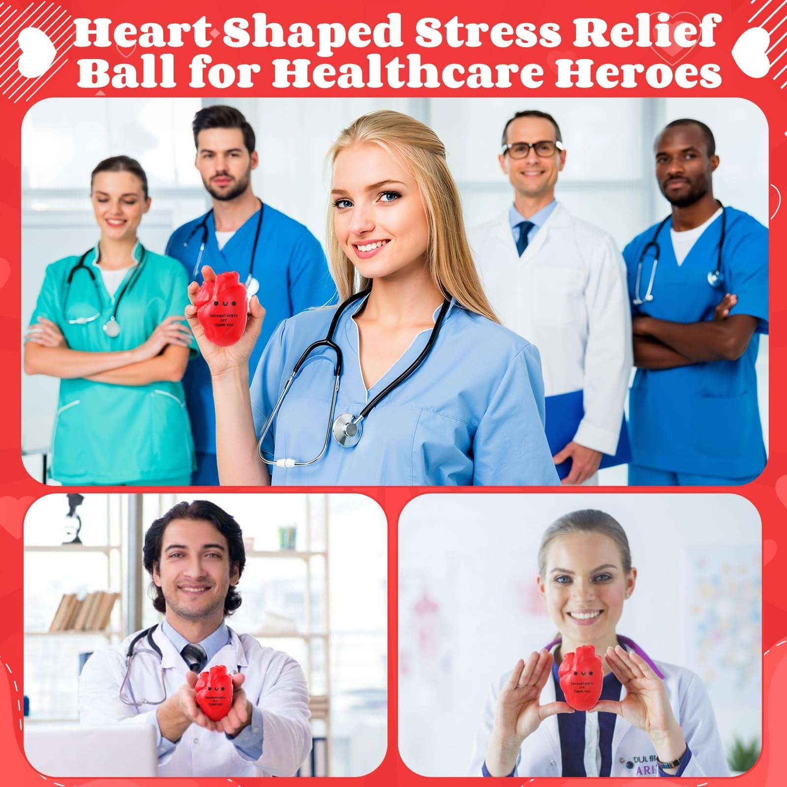Gemscream funny cardiac stress balls for adults, motivational stress reliever with colorful, squeezable foam hand-shaped design.