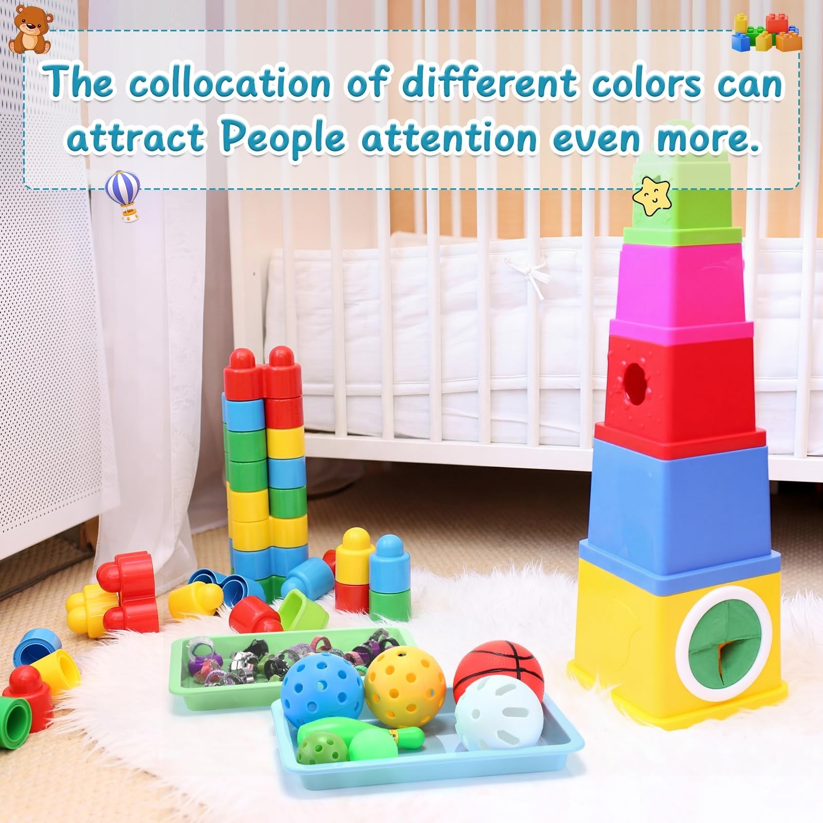Set of 10 colorful plastic art sand trays by Mimorou, stackable sensory trays for artistic and educational activities.