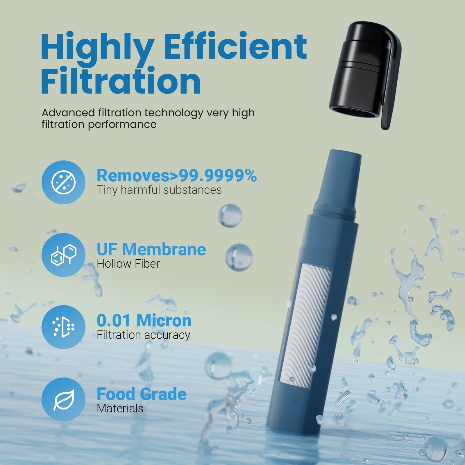 Joypur 8-pack water filter straws for hiking, camping, and travel, featuring portable emergency water purification devices.