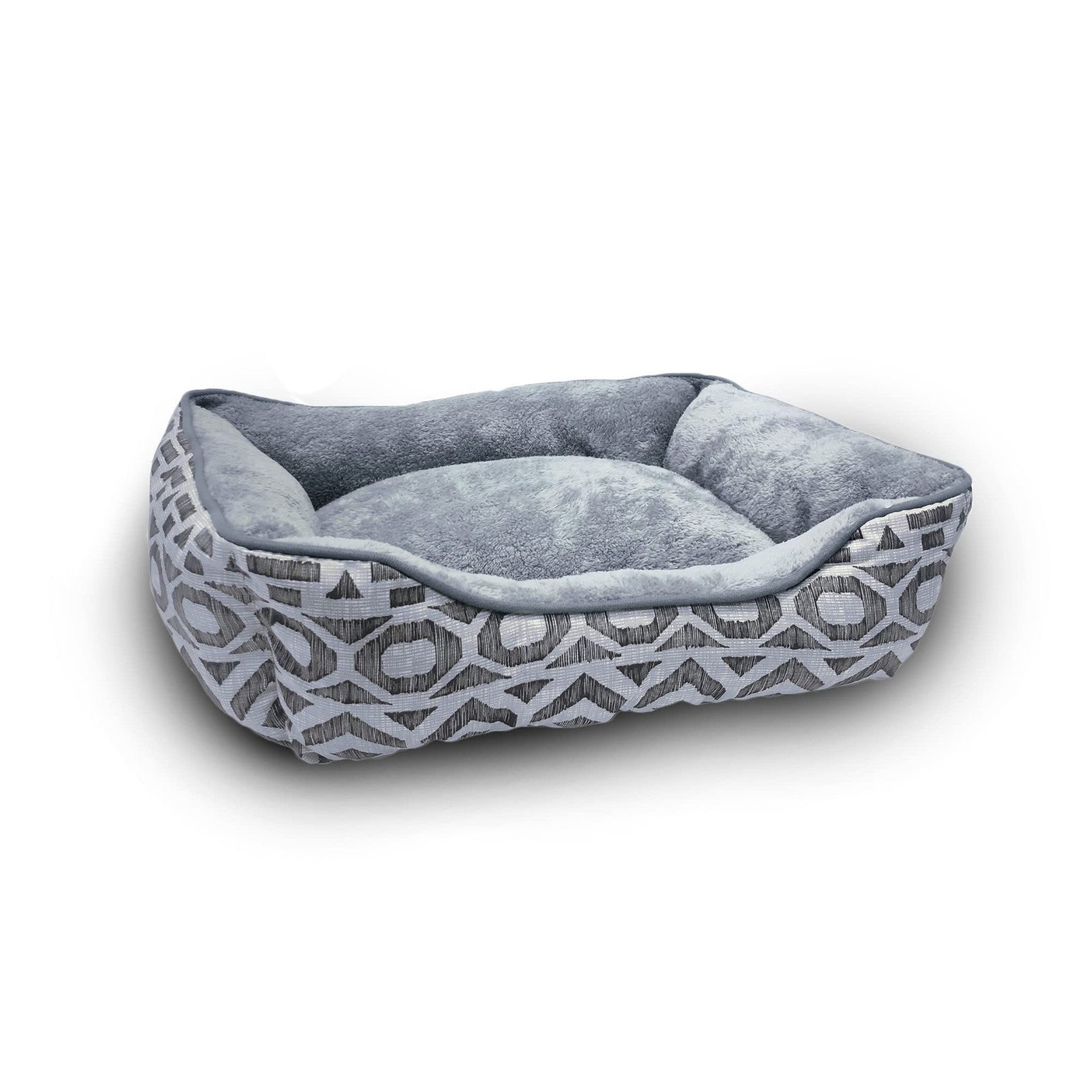 Modern Threads luxury dog bed with oxford printed plush fabric, cozy cuddler for small to medium-sized dogs.