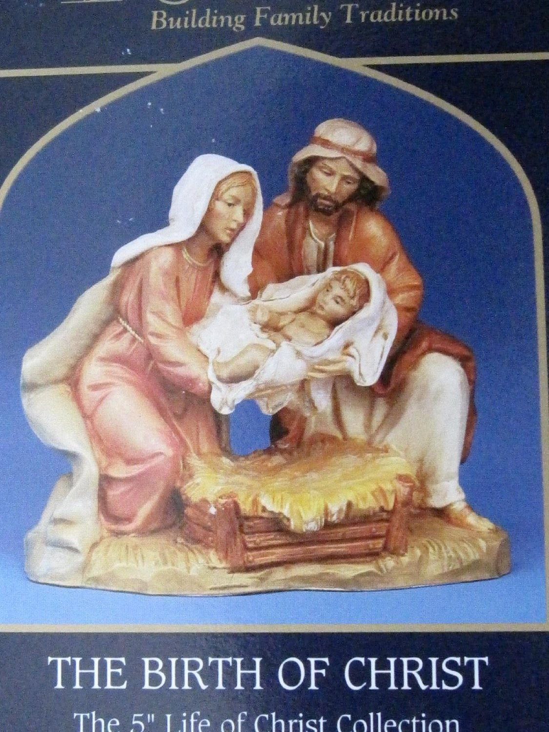 Fontanini Holy Family Nativity scene figure depicting the birth of Christ in a 5-inch size from the Roman Inc. collection.