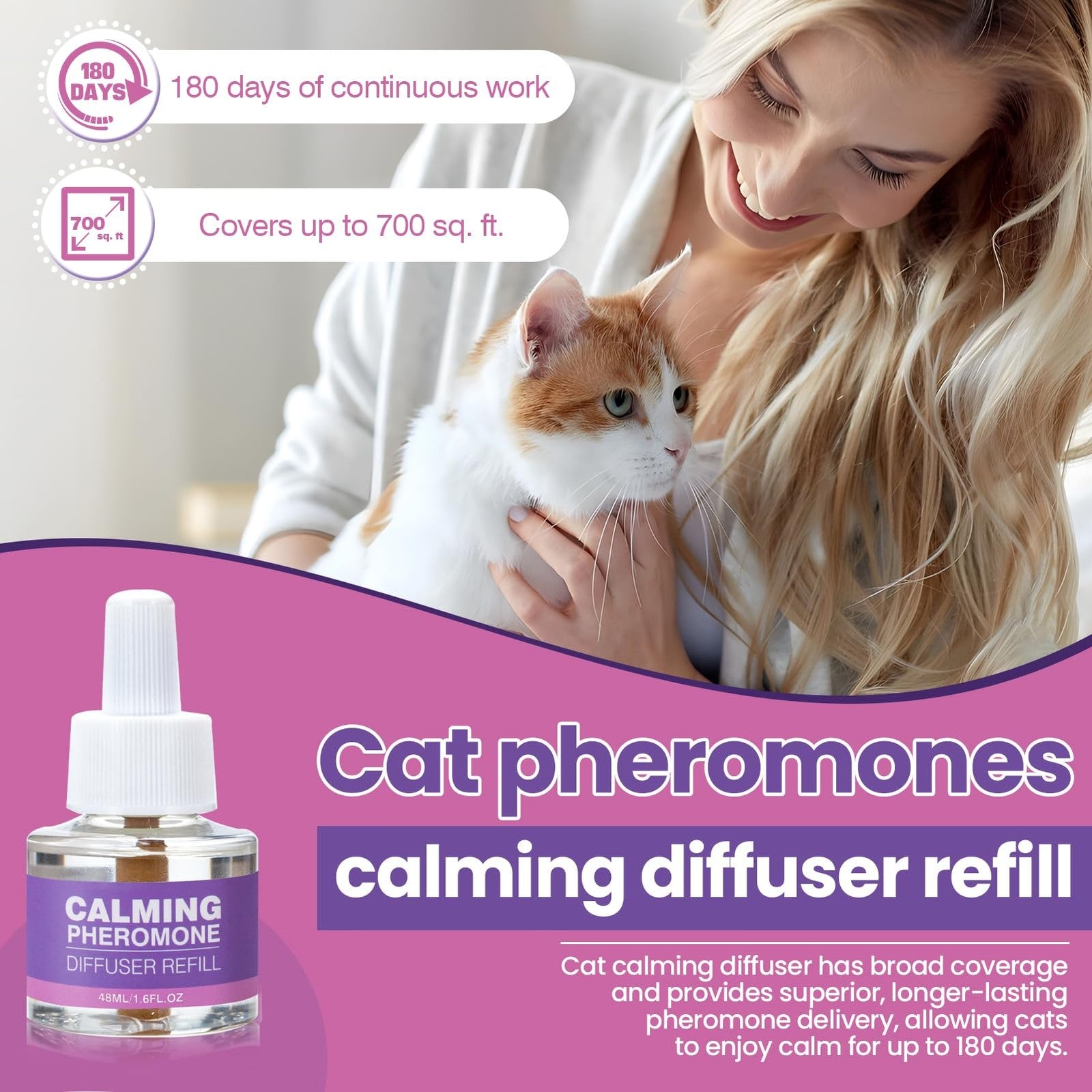 TTLXRL Cat Pheromones Calming Diffuser refills, 6-pack, natural calming pheromone refills for feline anxiety relief.