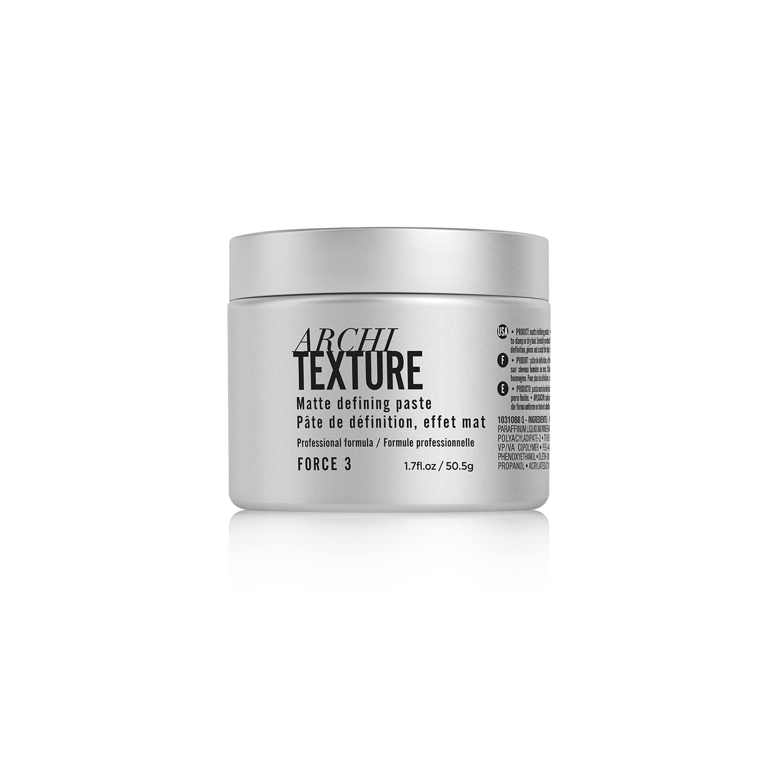 L'Oréal Professionnel Paris Architexture medium hold texturizing pomade jar with product label visible and textured lid.