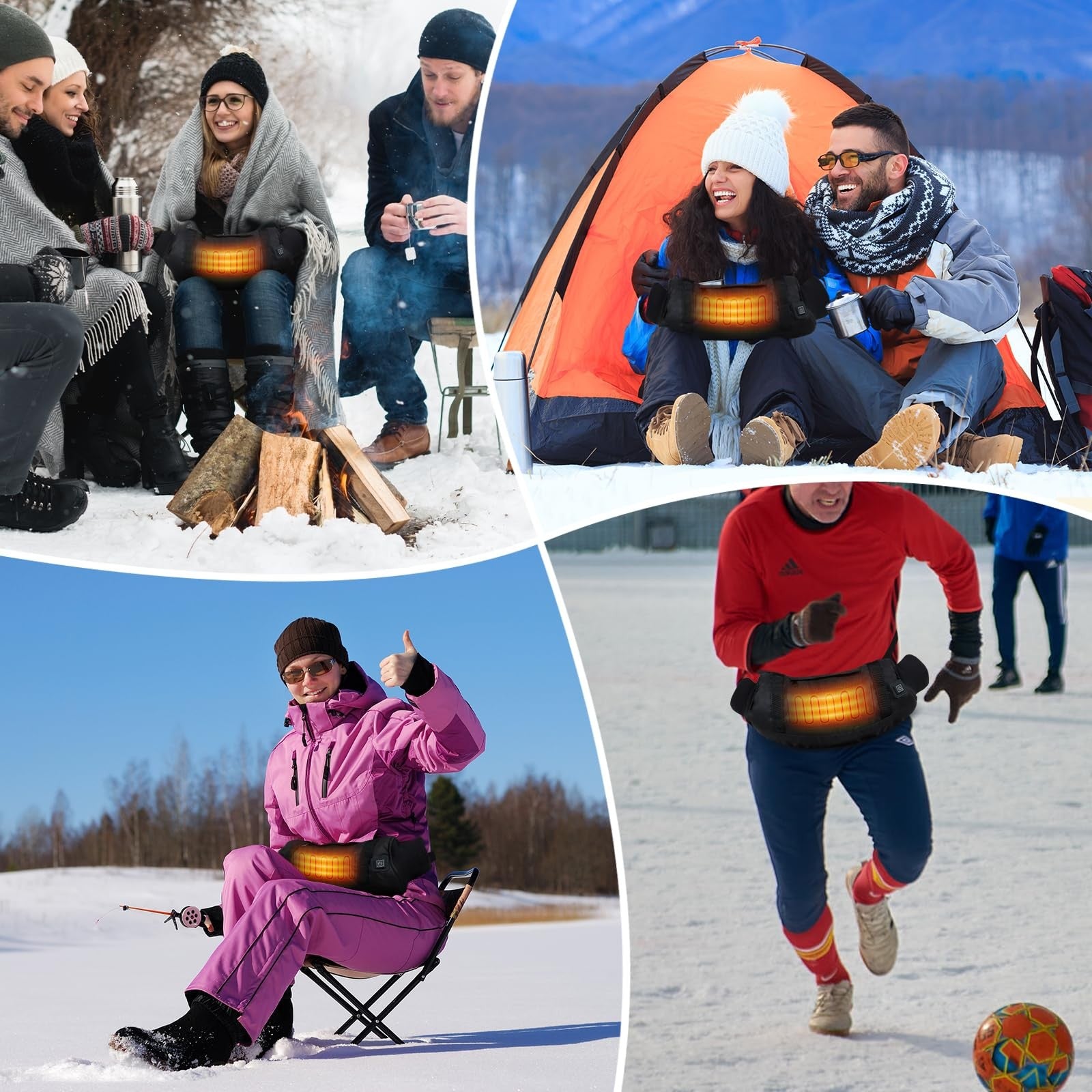 Glowsky electric heated hand warmer pouch with double-sided heating designed for football fans to keep hands warm.
