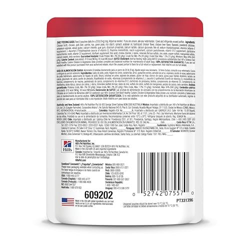 Canned Hill's Science Diet Adult 1-6 Healthy Cuisine Wet Dog Food with chicken and vegetables in a bowl