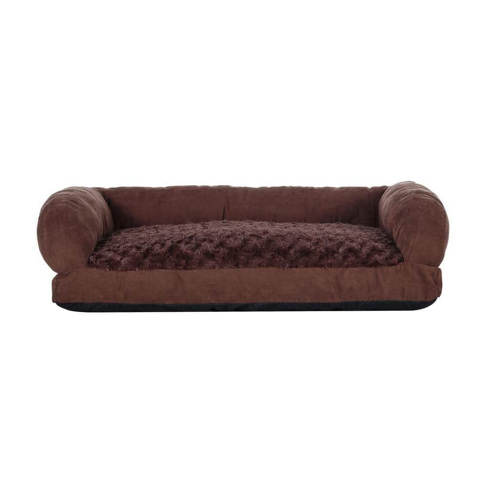 New Age Pet Buddy's 2.5-inch thick memory foam dog bed cushion with plush fabric and supportive pillow design.