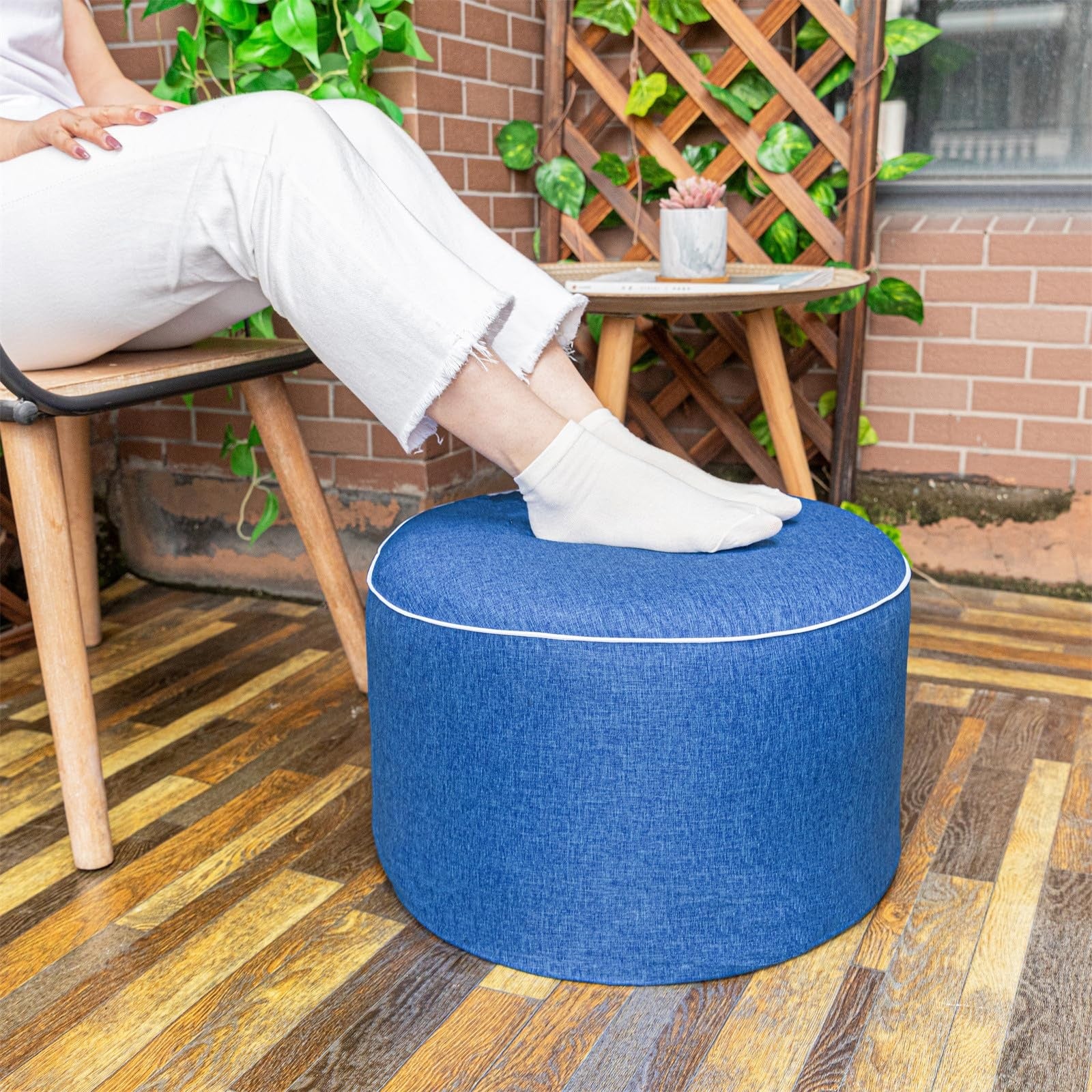 AbunHeri outdoor ottoman for patio, 19x12 inches, modern lightwei design, shown as a versatile outdoor seating or footrest.