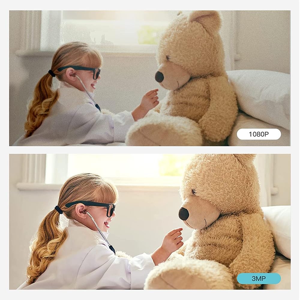 Tenda CP6 2K indoor wireless pan tilt camera for home security and baby monitoring, showing camera lens and adjustable head.