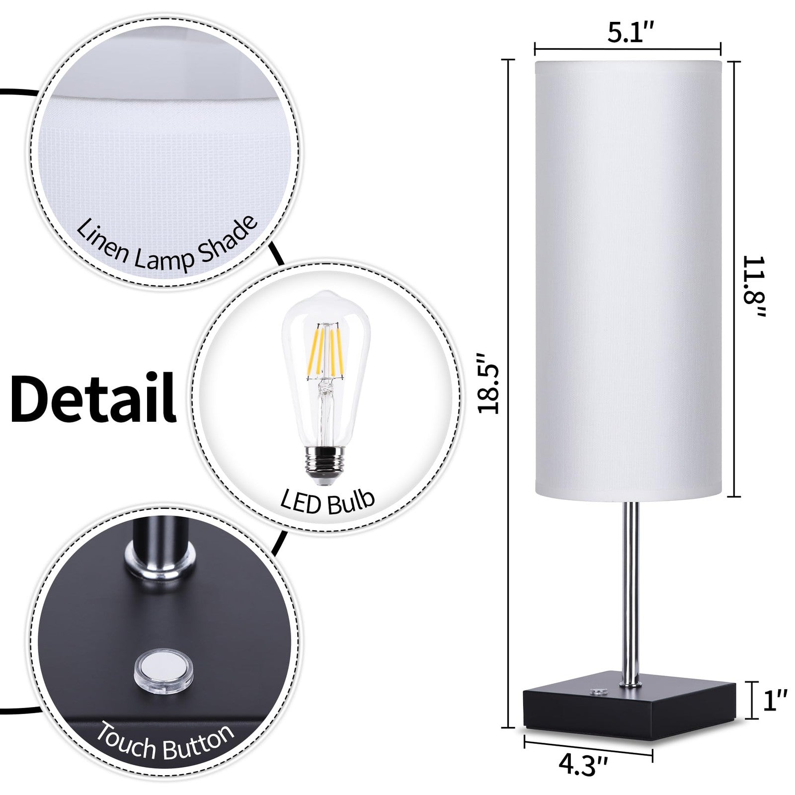AVV cordless LED table lamp with 5000mAh battery, dimmable light, three modes, suitable for nightstands or bedside use