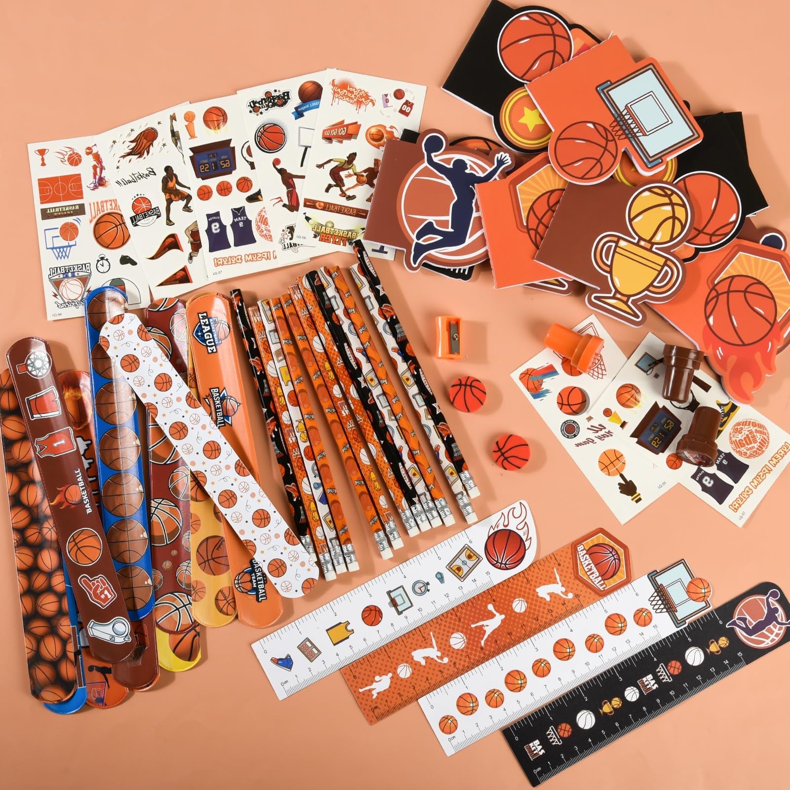 Set of 216 Ulema basketball-themed stationery and gifts with basketball designs, ideal for birthdays and team celebrations.