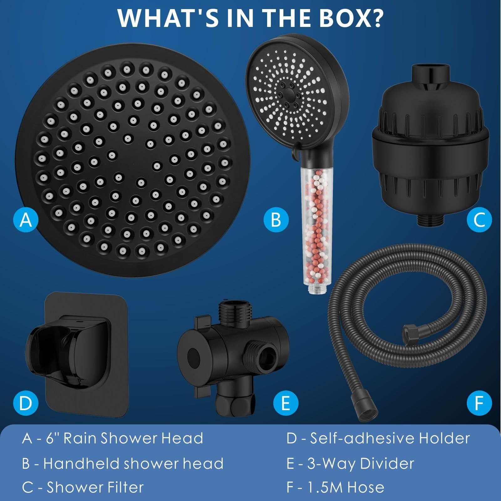 Voolan filtered shower head set with high pressure rain shower and handheld shower, chrome finish, mounted on bathroom wall