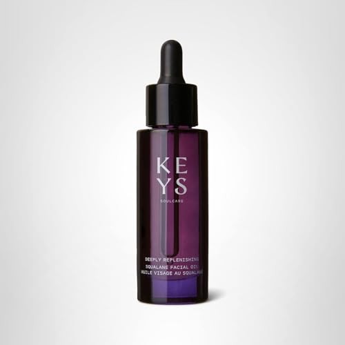 Keys Soulcare Deeply Replenishing Squalane Facial Oil bottle with dropper, hydrating skincare product for overnight use.