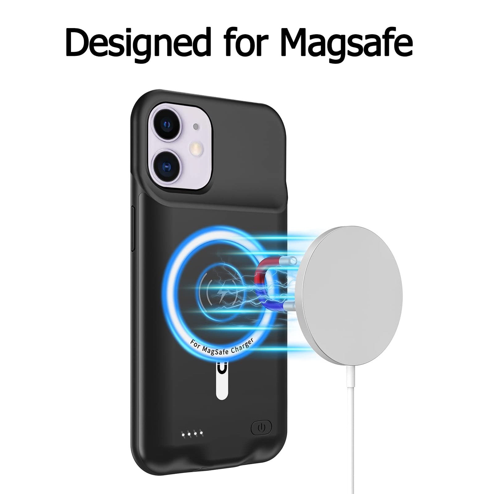 MAXBEAR iPhone 11 battery case with 10,000mAh portable charging and protective design for extended phone use.