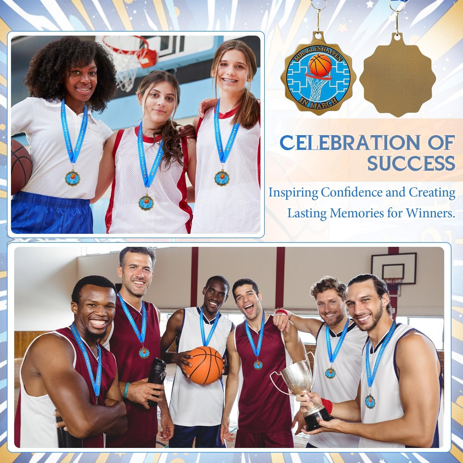 Loetere 12/24/36 pcs 2.56-inch award medals with neck ribbons, suitable for sports winners or recognition ceremonies.