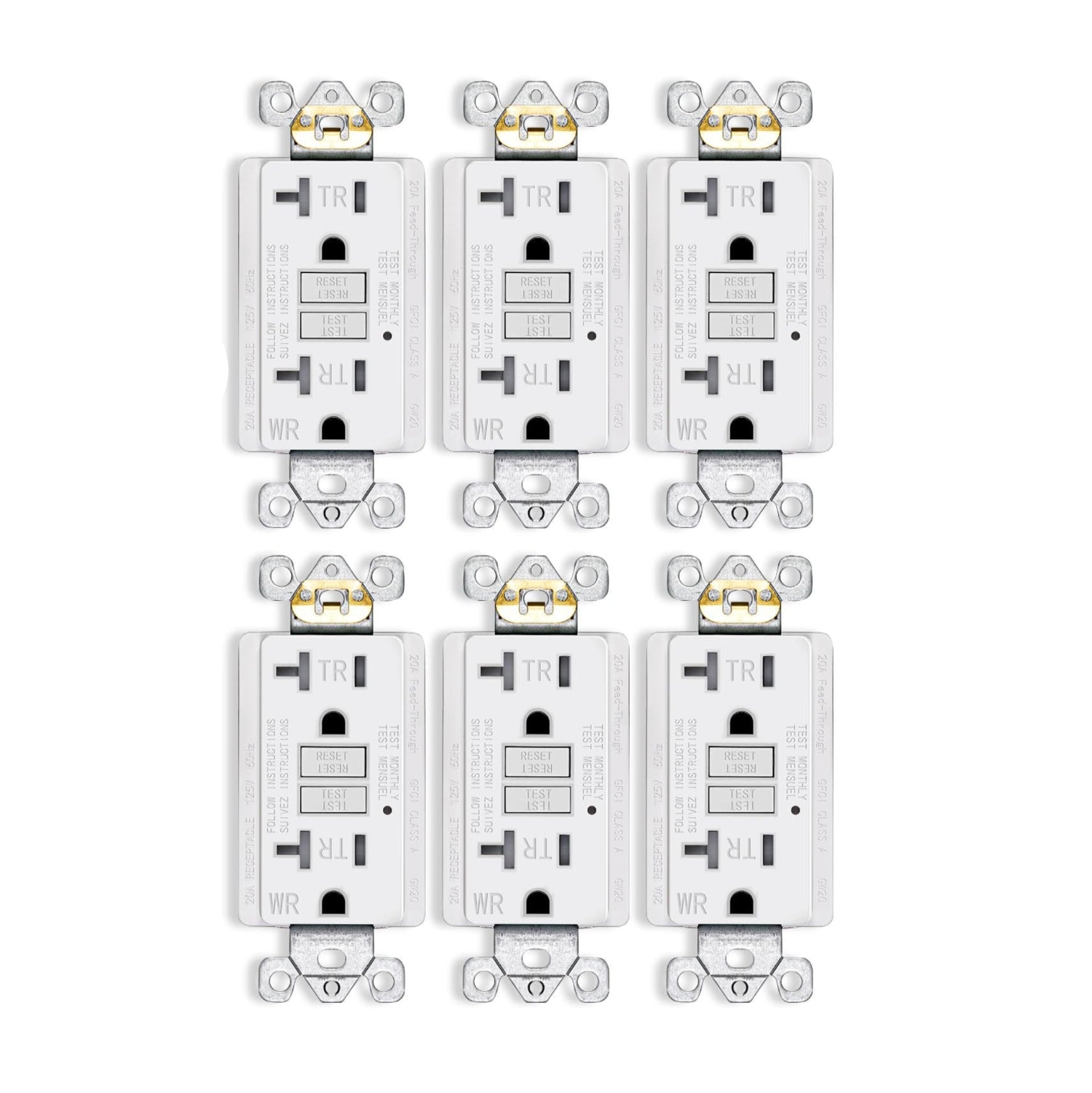 MOES 20 Amp GFCI outlet with self-test, weather-resistant, tamper-resistant design, UL certified, installed in a wall socket