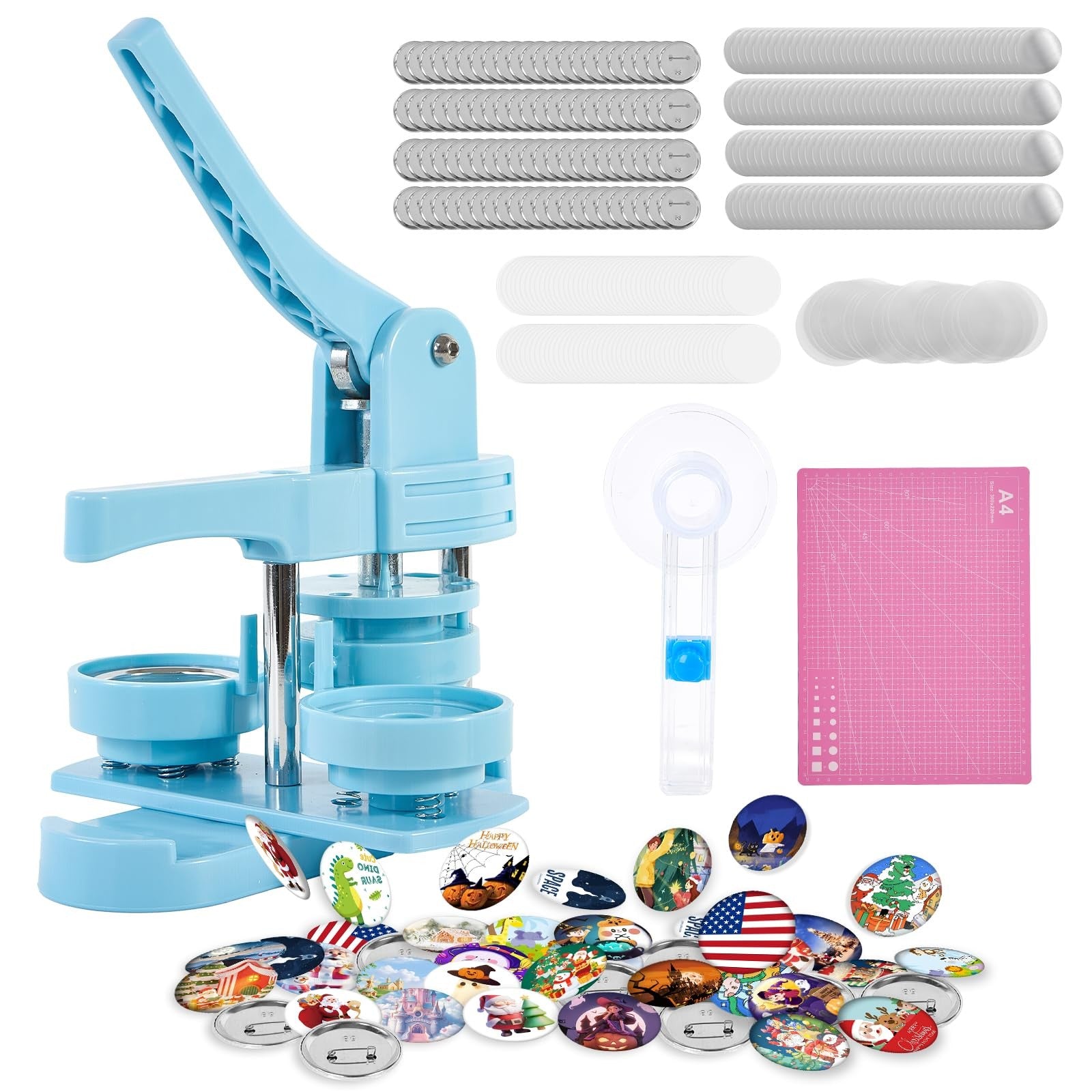 ALIESTFDNO button maker machine with 2.25-inch (58mm) size, used for creating custom button pins and craft projects.