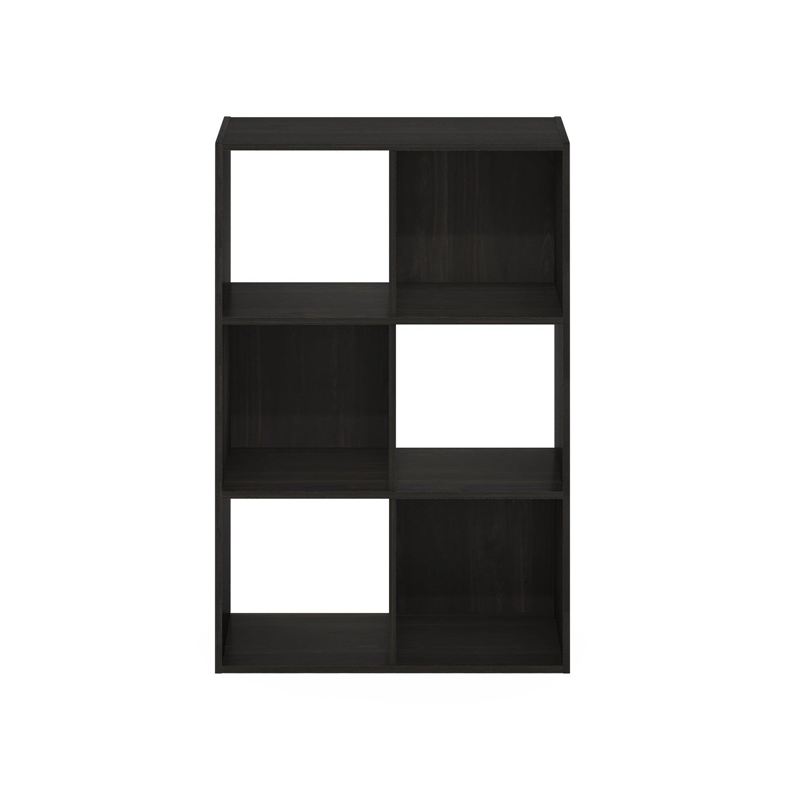 Furinno PELLI 6-cube closet organizer with open shelves, featuring a black finish and versatile storage compartments.